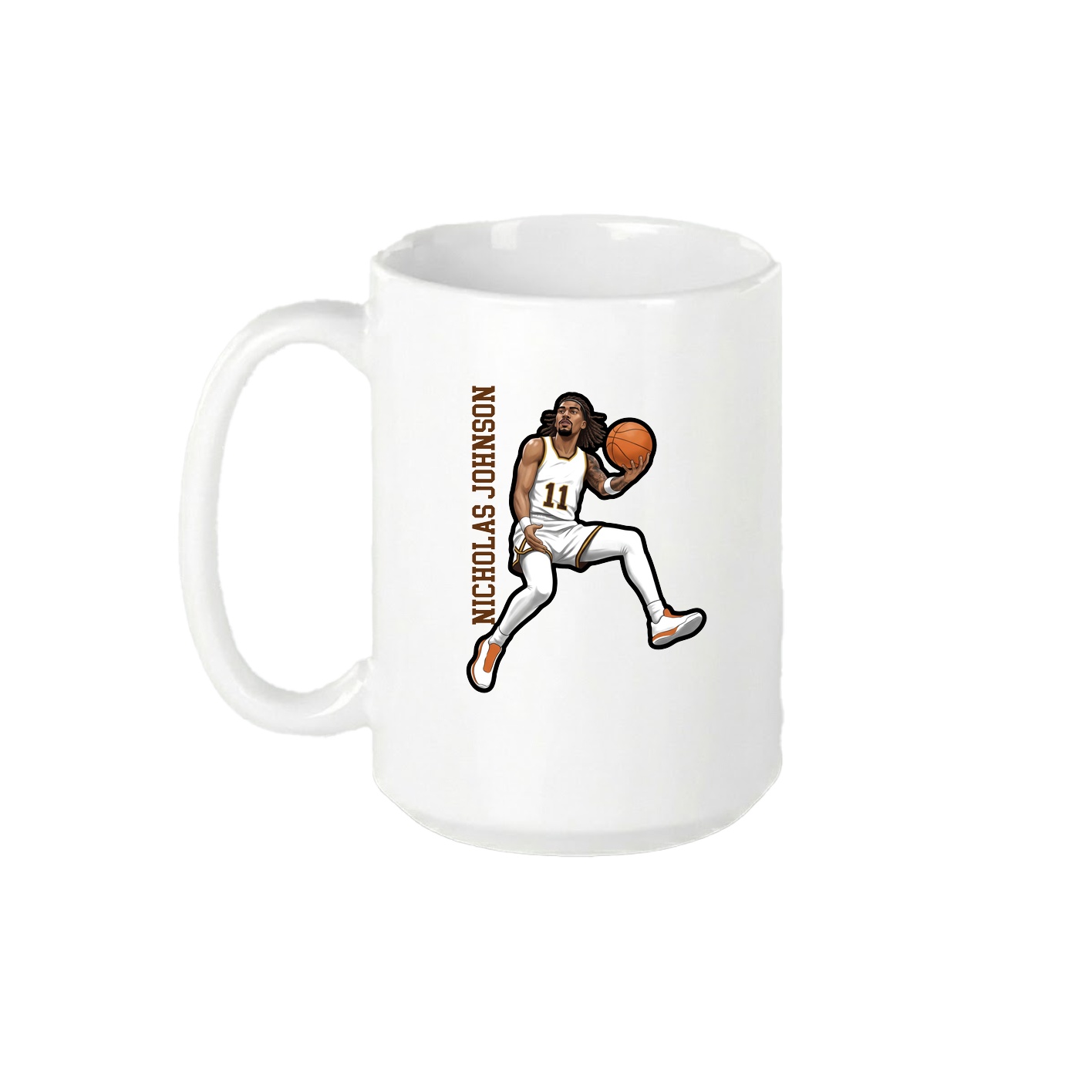 15oz Coffee Mug — Name Vertical in White