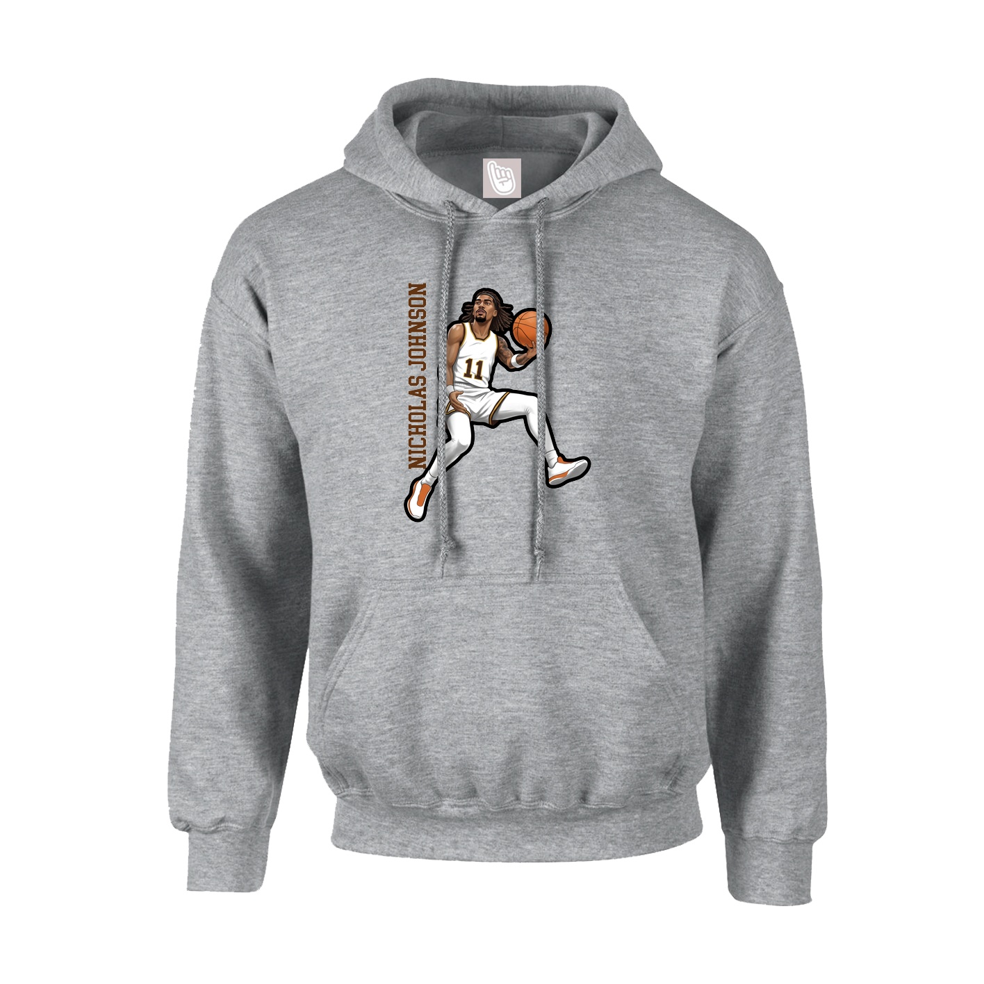 Hoodie — Name Vertical in Grey