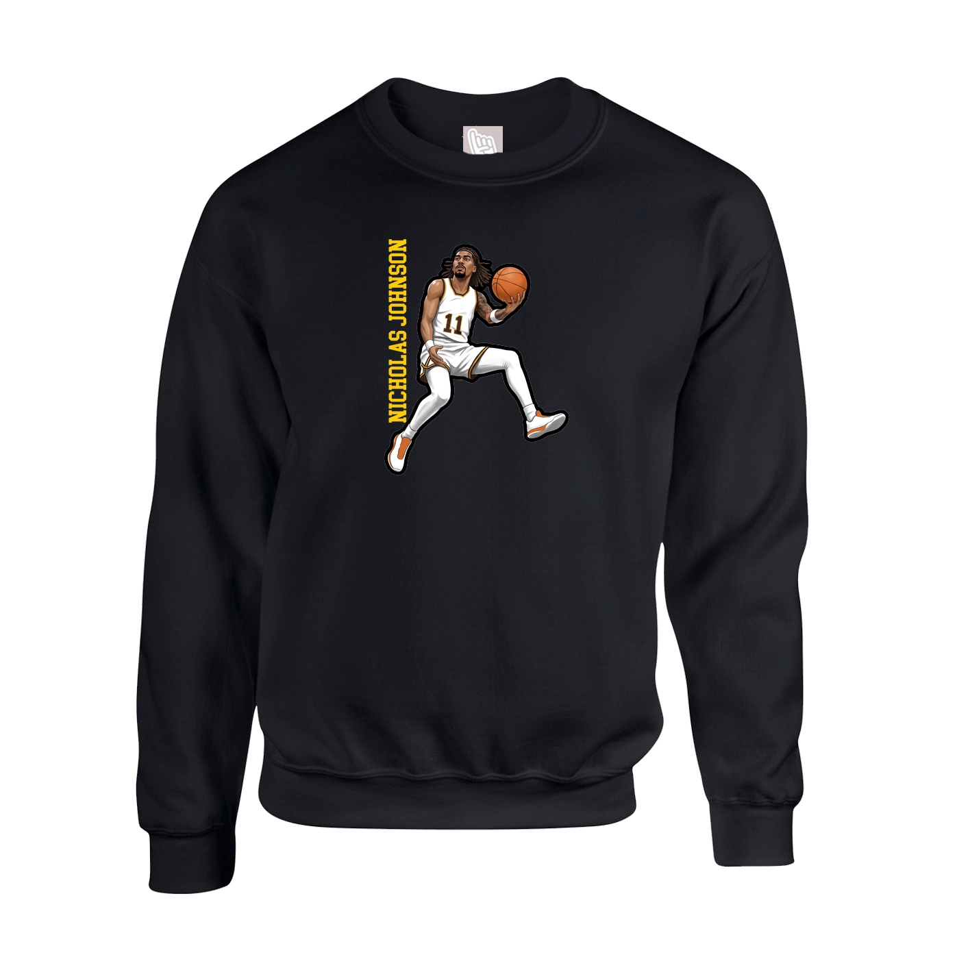 Fleece Crew — Name Vertical in Black