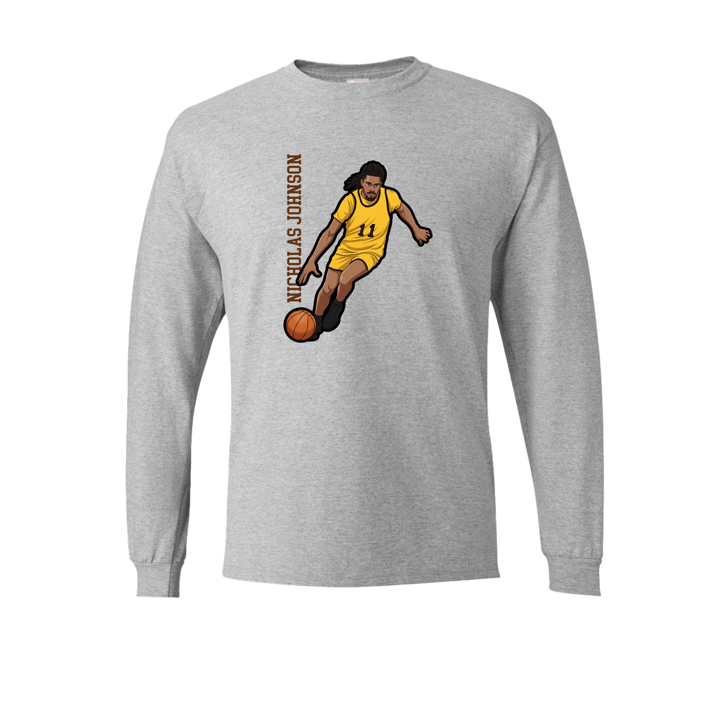 Long Sleeve Tee — Name Vertical in Grey