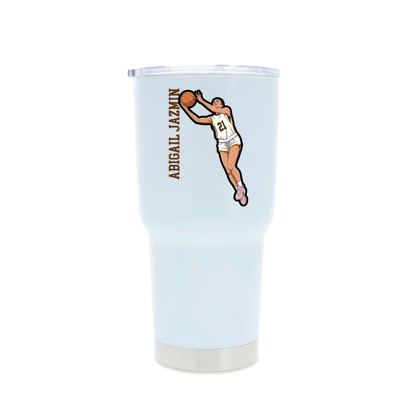 30oz Stainless Steel Tumbler — Name Vertical in White