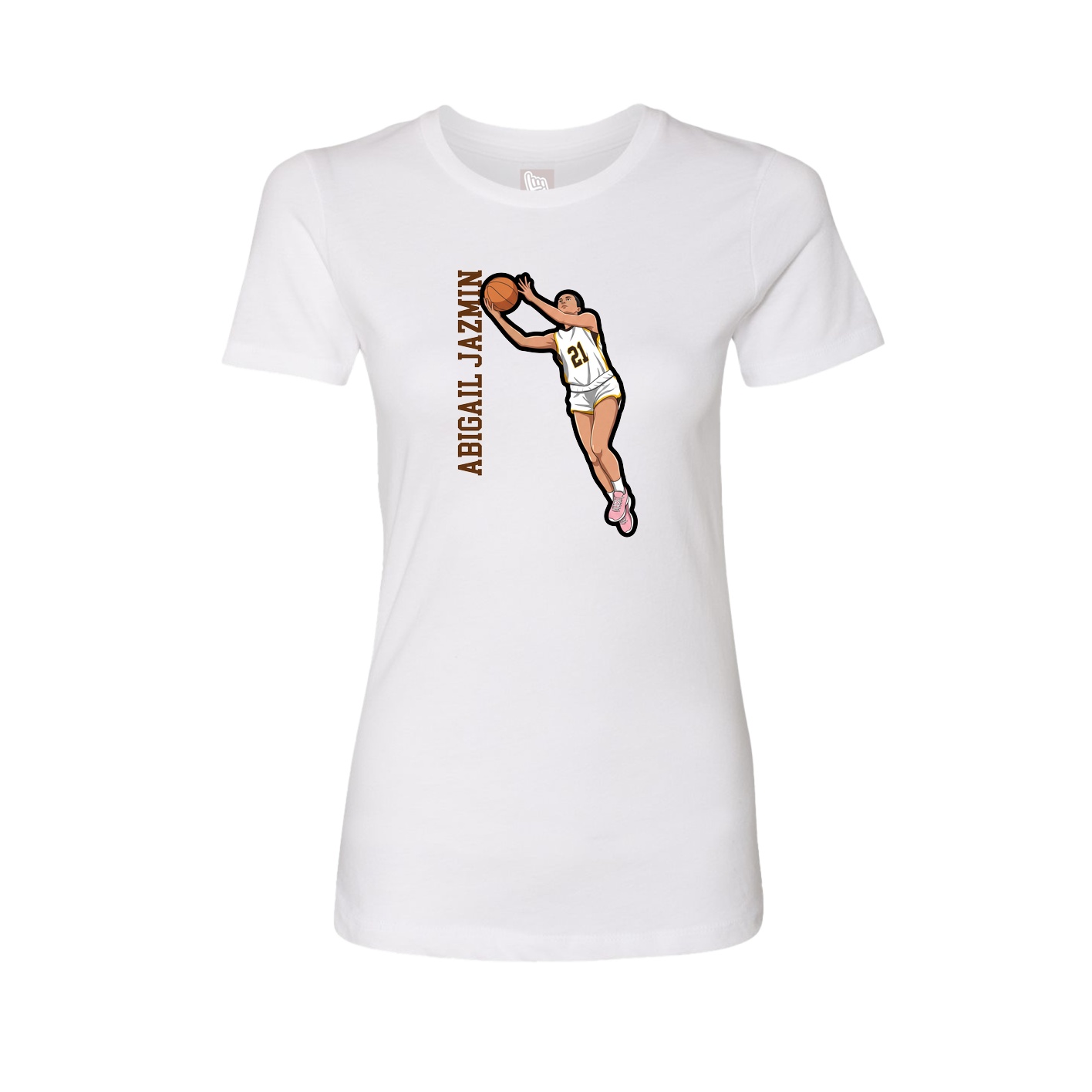 Fitted Women's Tee — Name Vertical in White