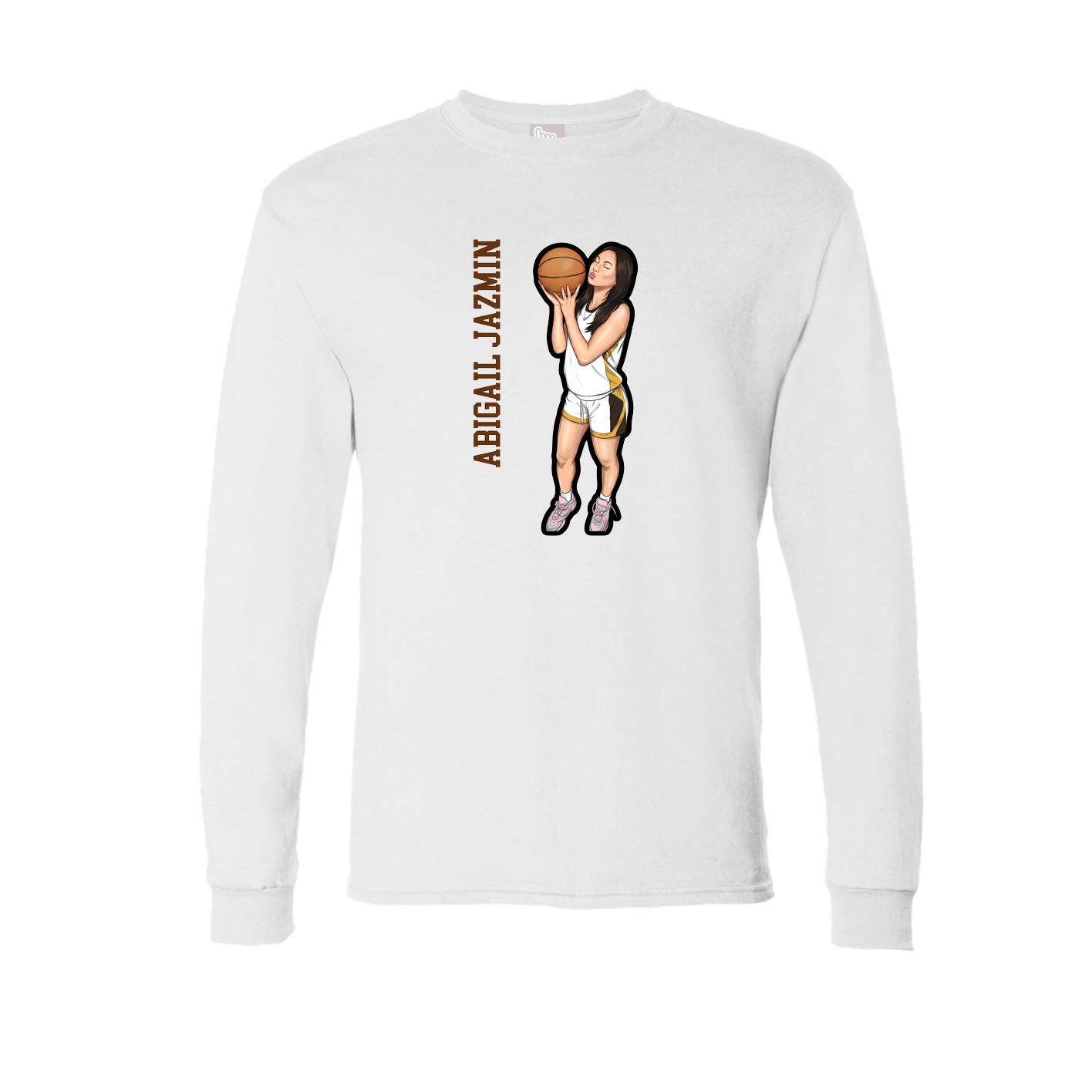 Long Sleeve Tee — Name Vertical in White