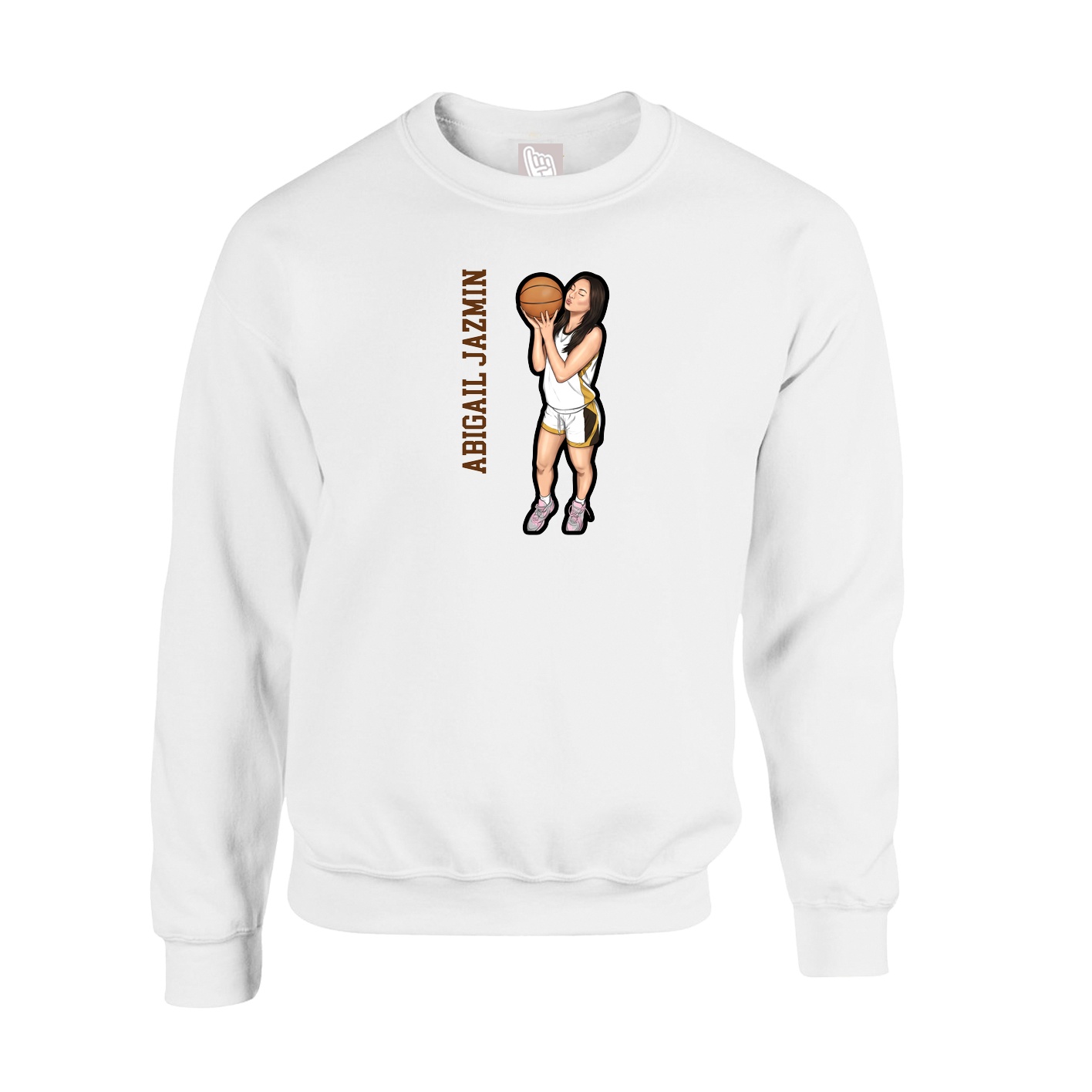 Fleece Crew — Name Vertical in White