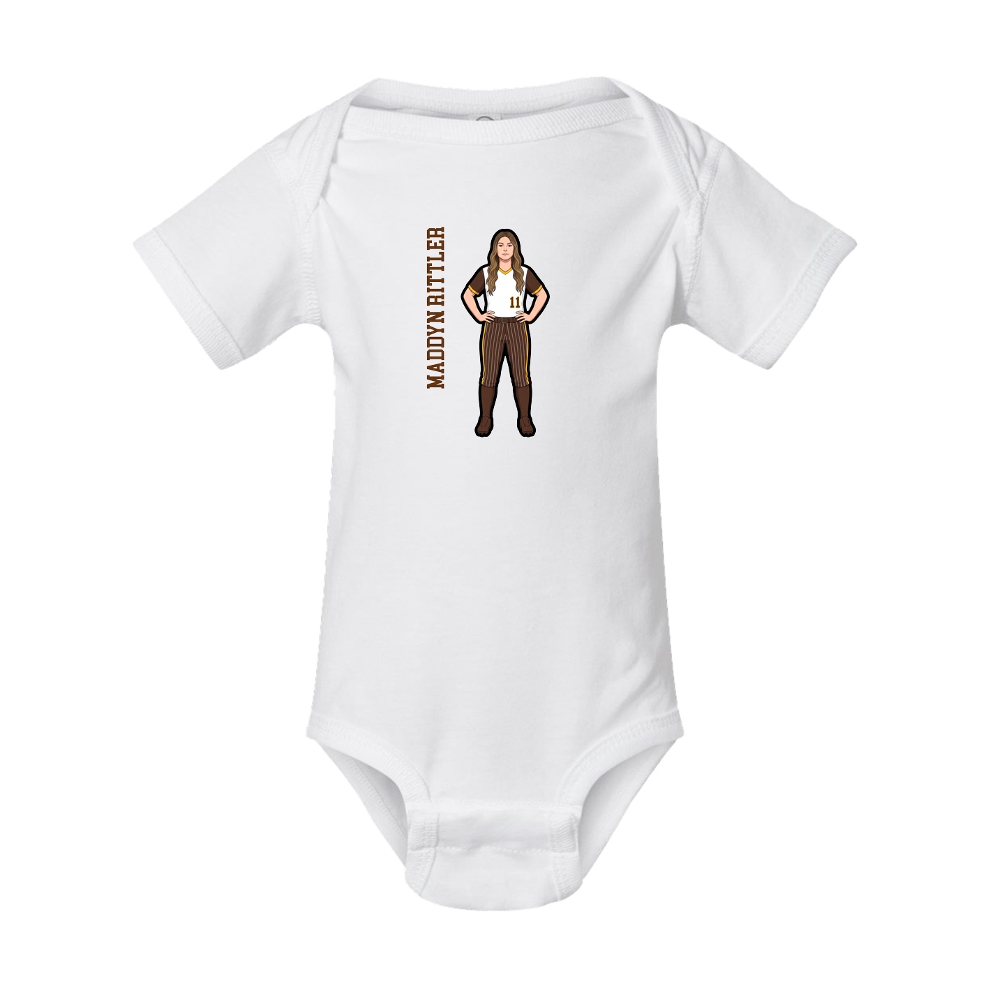 Baby Onesie — Name Vertical in White