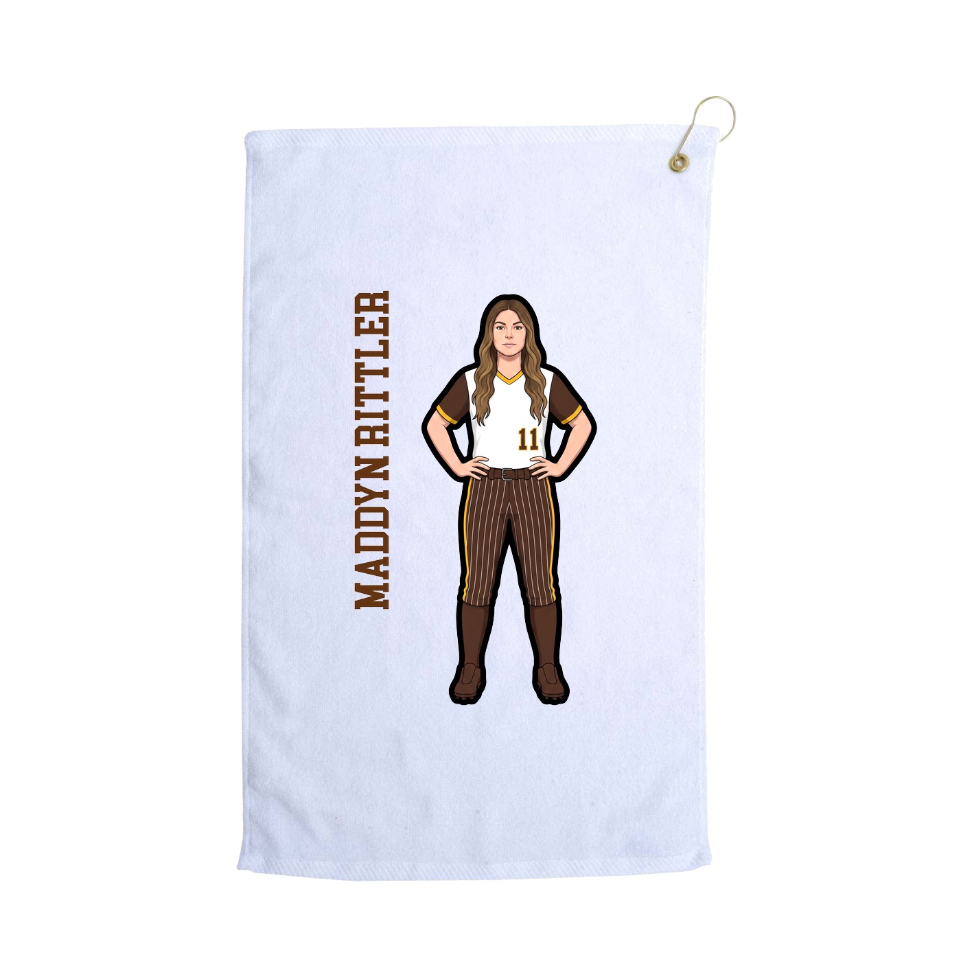 Golf Towel — Name Vertical in White