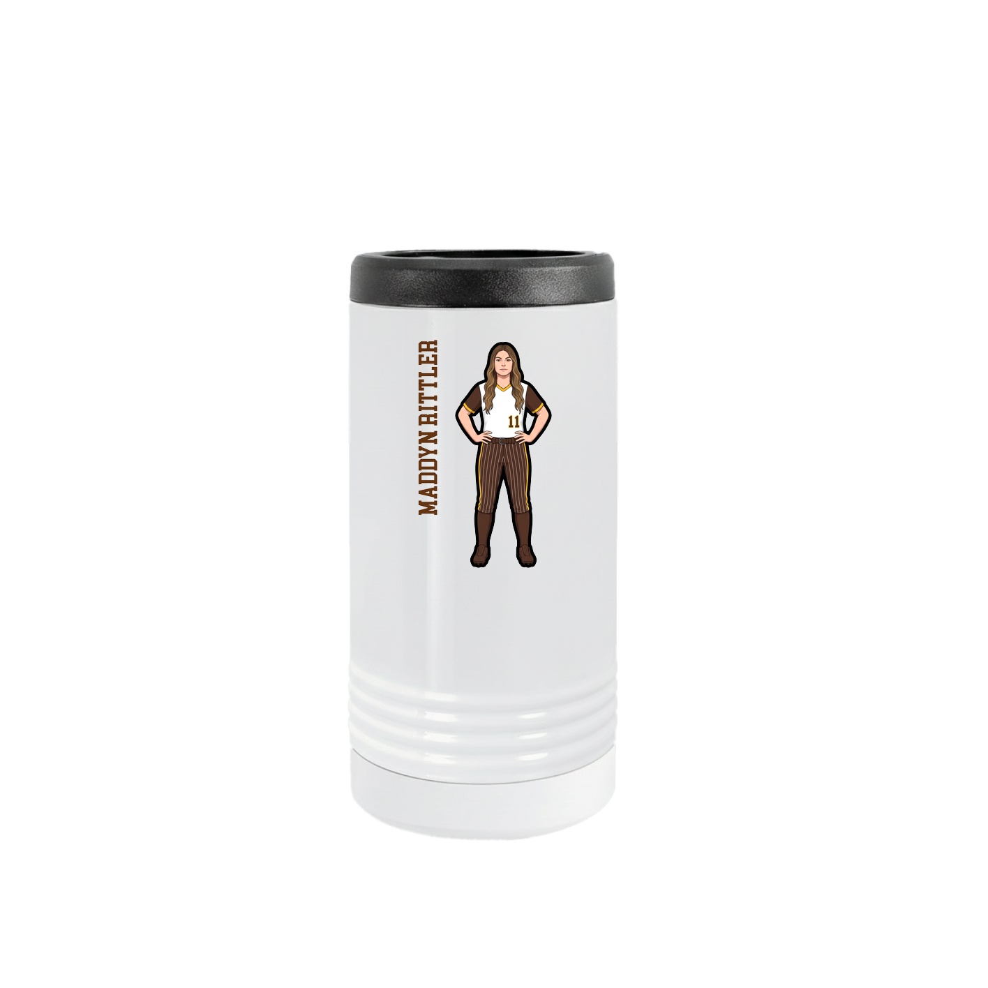 Slim Beverage Holder — Name Vertical in White
