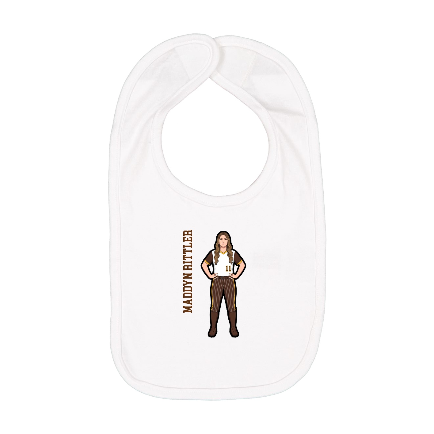 Infant Bib — Name Vertical in White