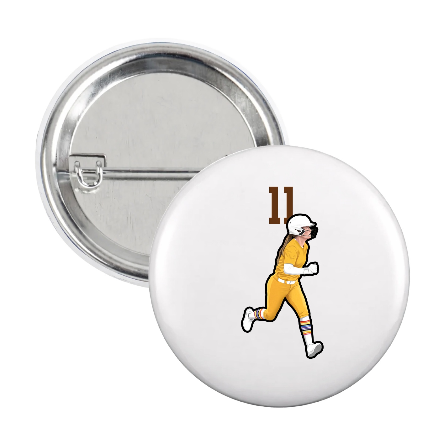 Game Day Button — Number Top in White