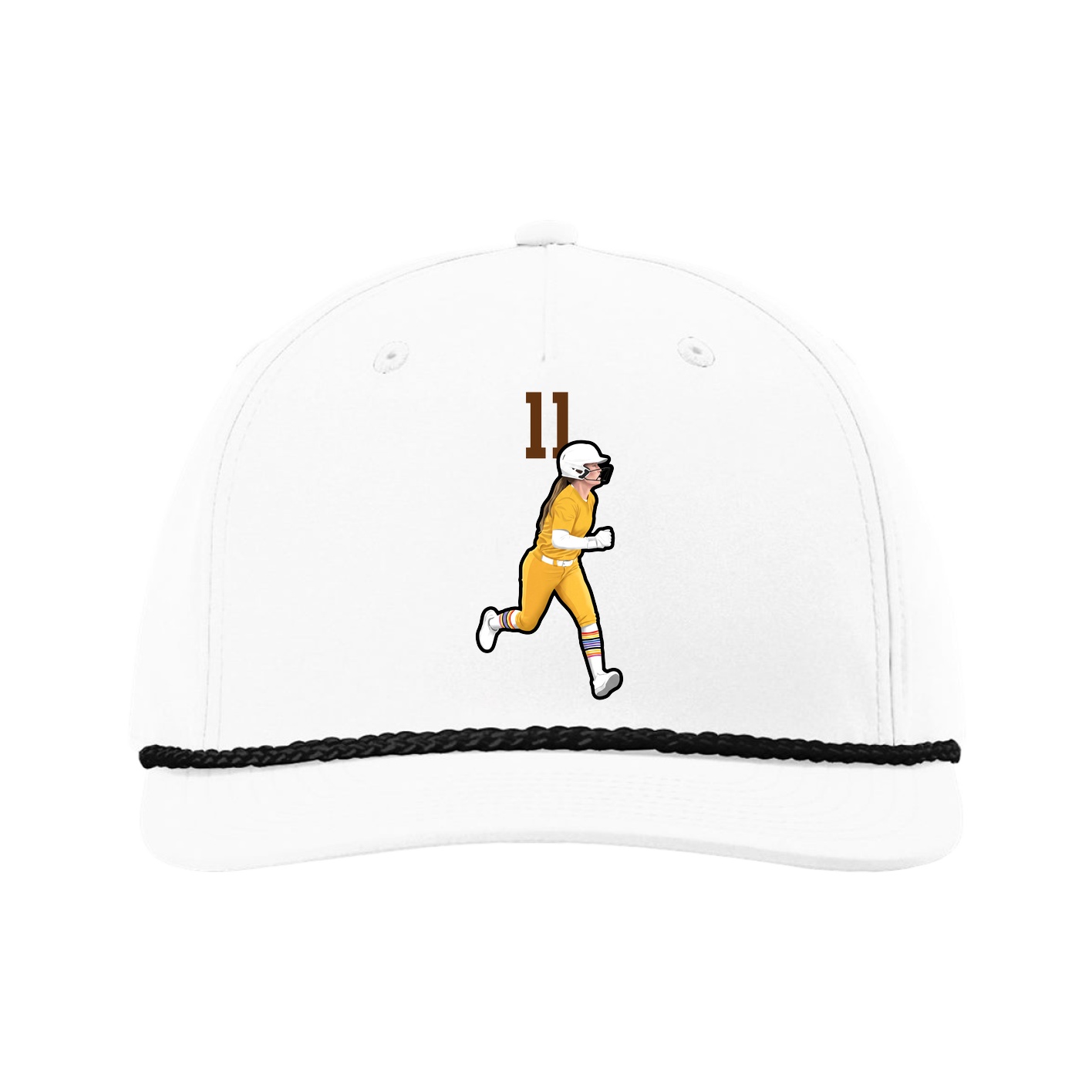 Five-Panel Classic Rope Cap — Number Top in White