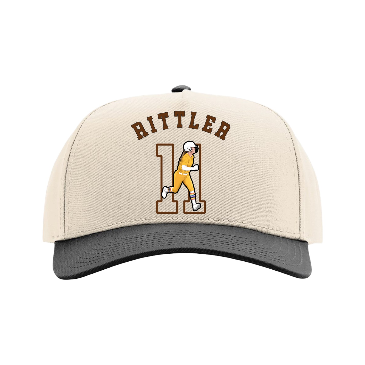 Full Fabric Five-Panel Champ Cap — Shirsey Arch in Cream/Black