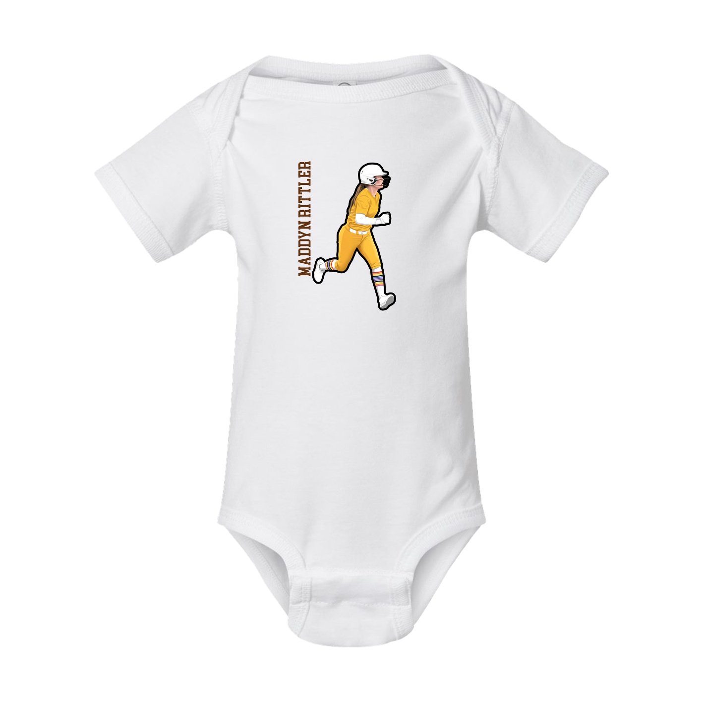 Baby Onesie — Name Vertical in White