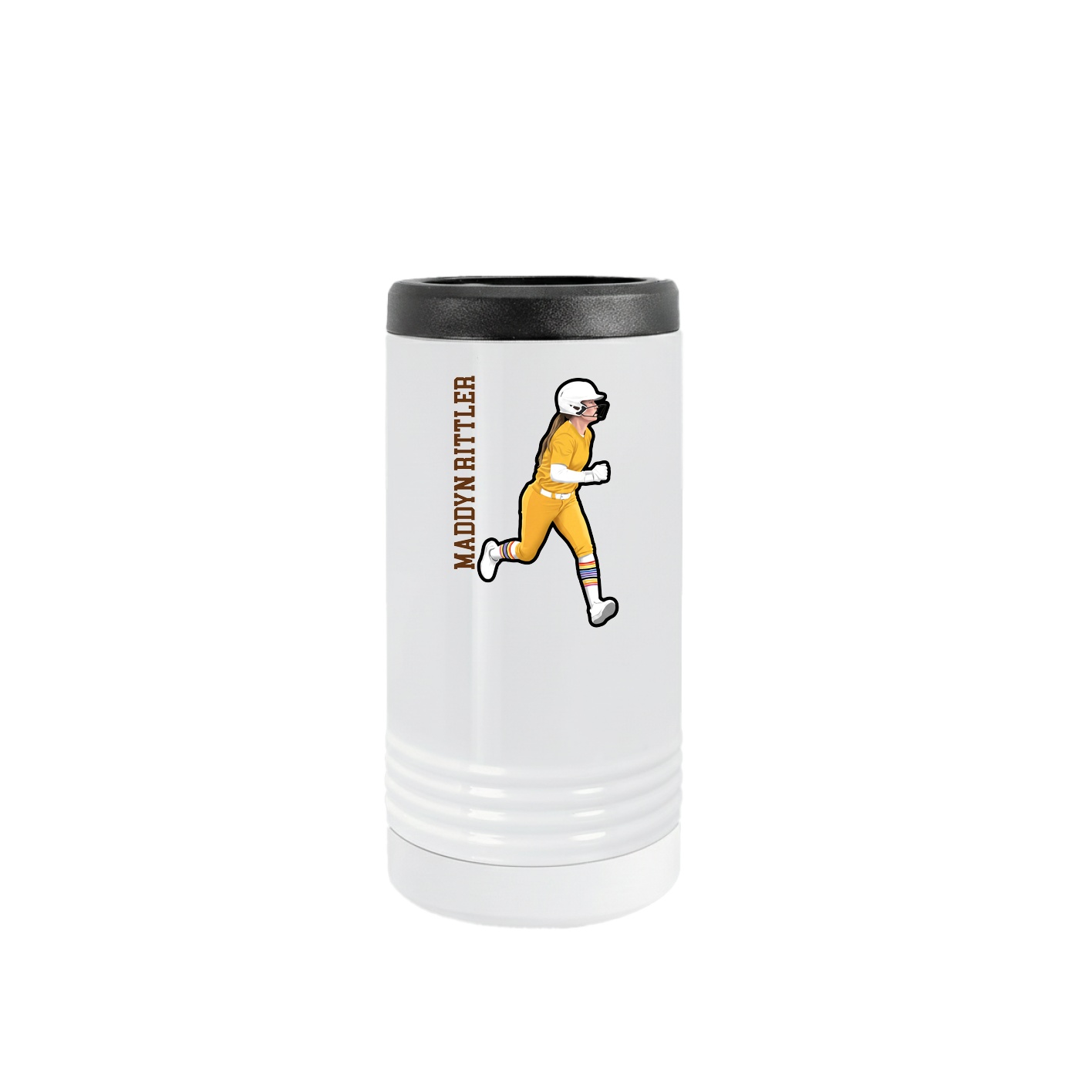 Slim Beverage Holder — Name Vertical in White