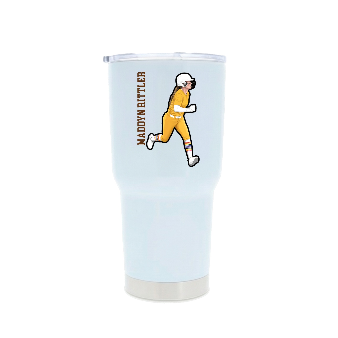 30oz Stainless Steel Tumbler — Name Vertical in White