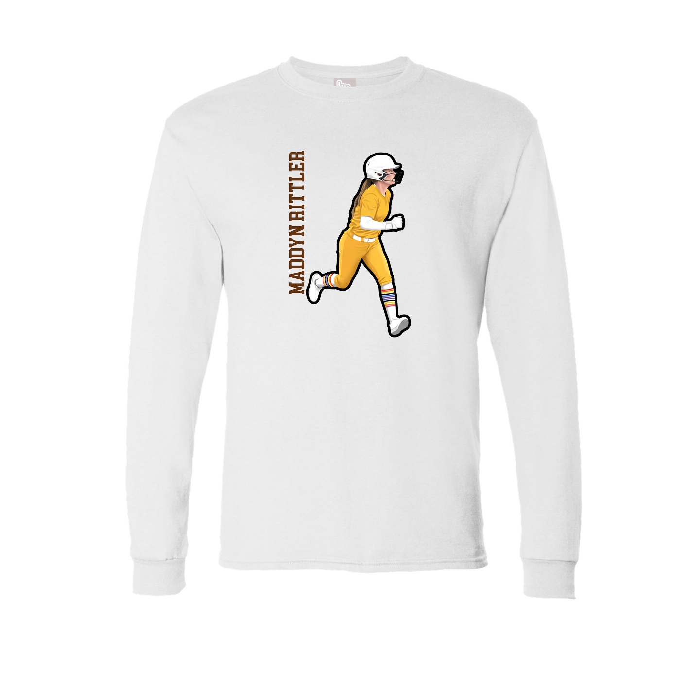 Long Sleeve Tee — Name Vertical in White