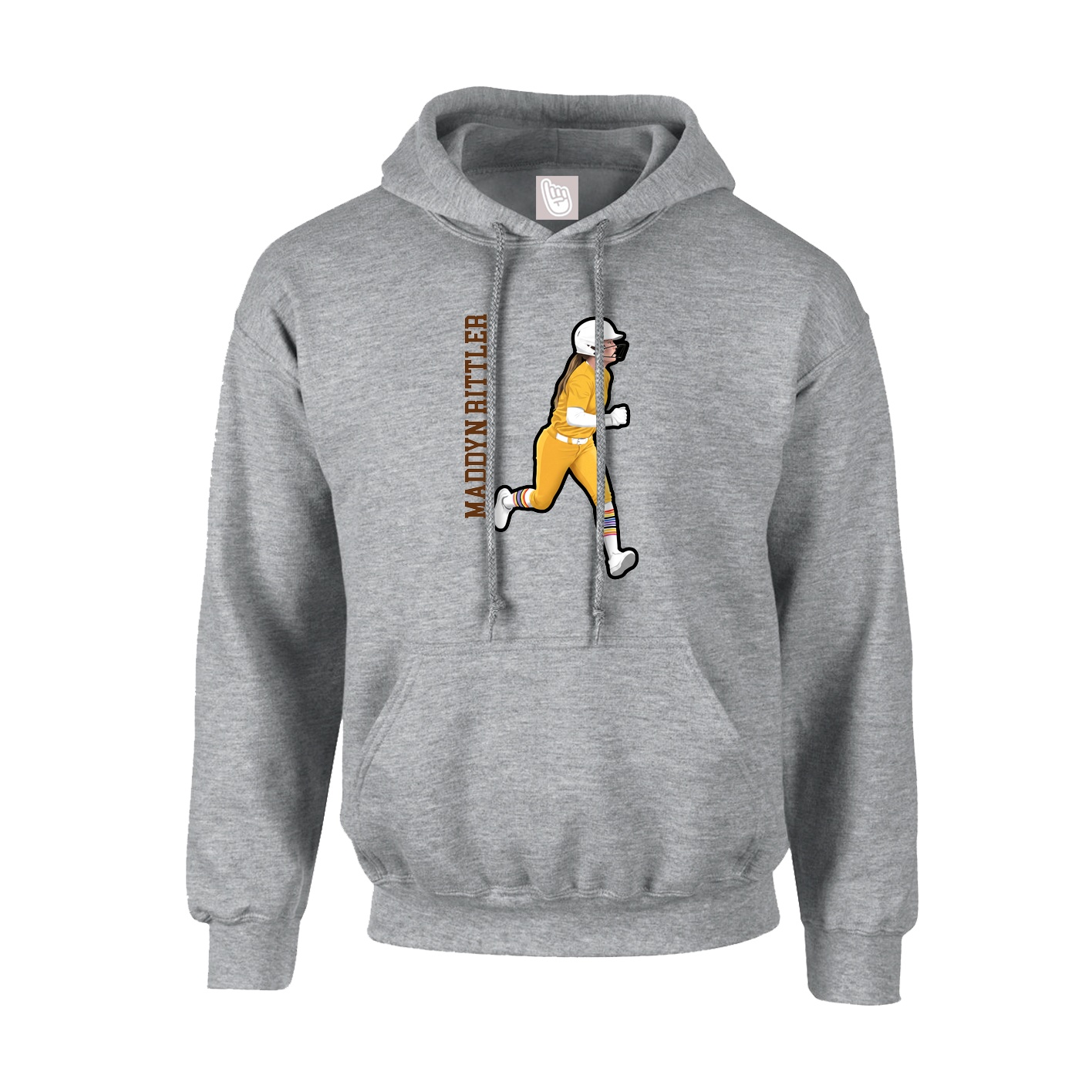 Hoodie — Name Vertical in Grey