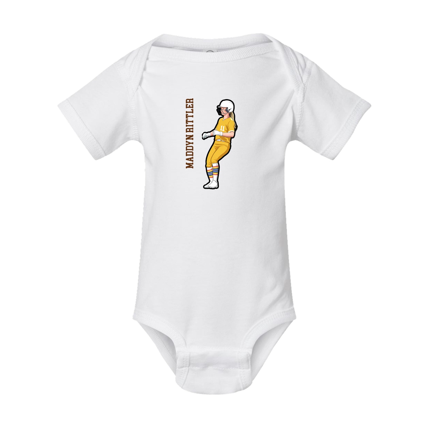 Baby Onesie — Name Vertical in White