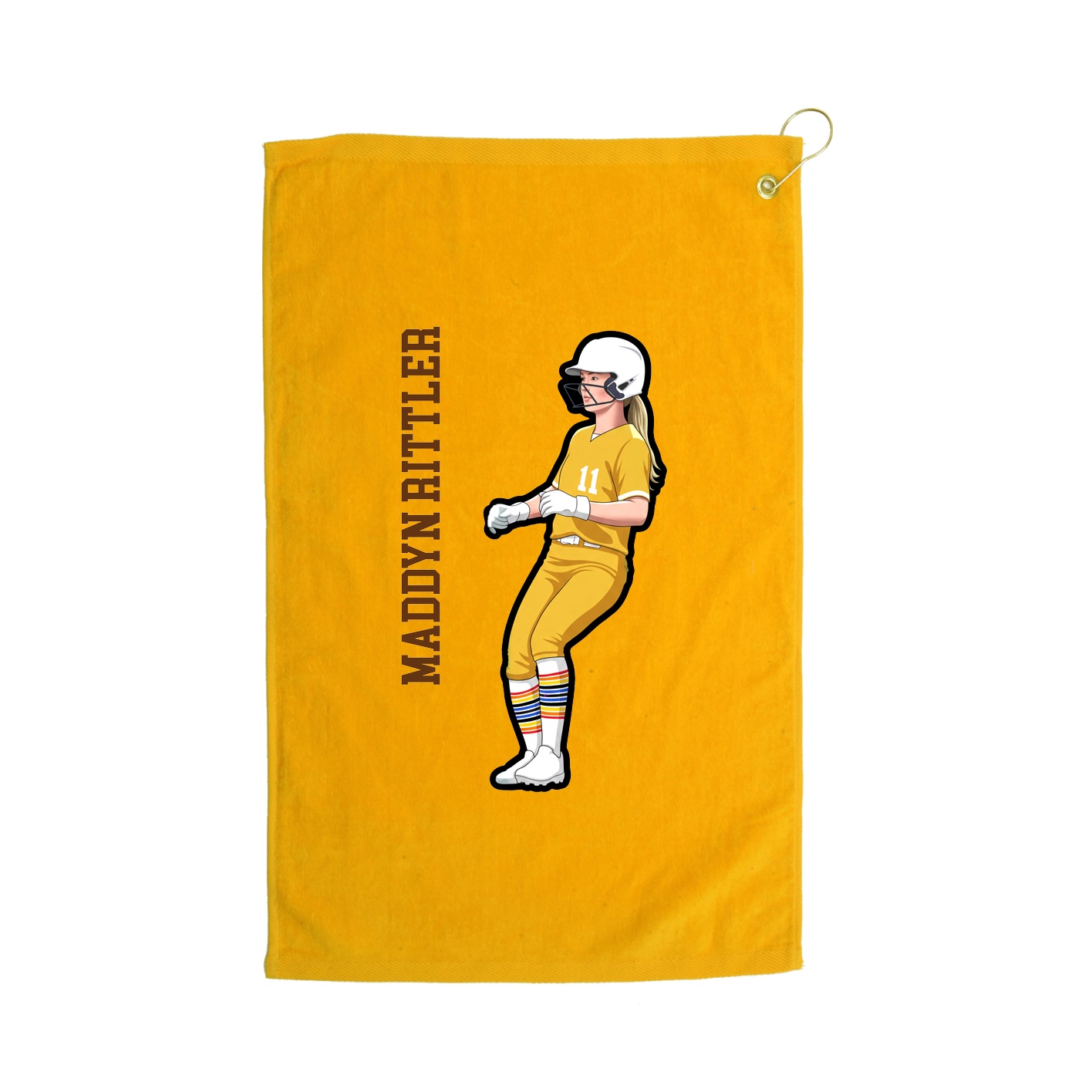 Golf Towel — Name Vertical in Gold