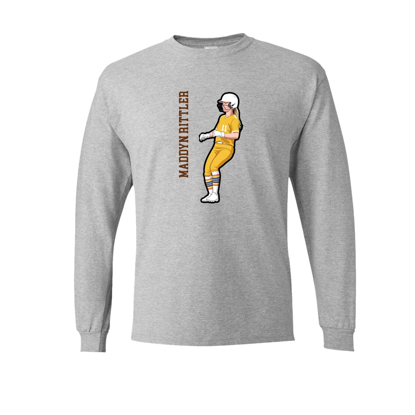 Long Sleeve Tee — Name Vertical in Grey