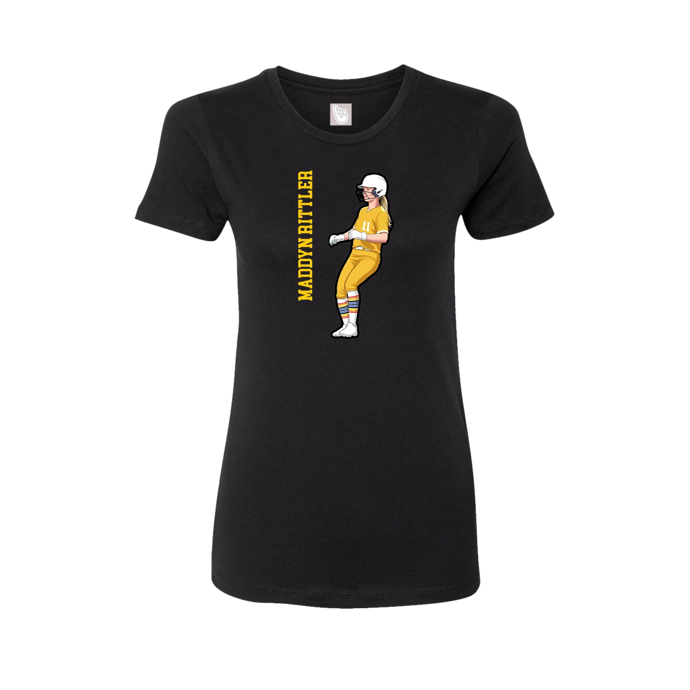 Womens Tee — Name Vertical in Black