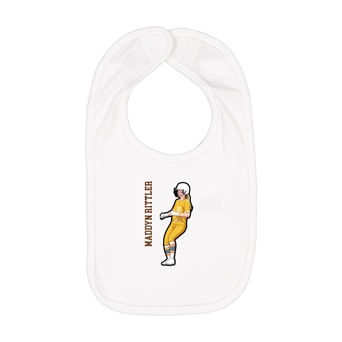 Infant Bib — Name Vertical in White
