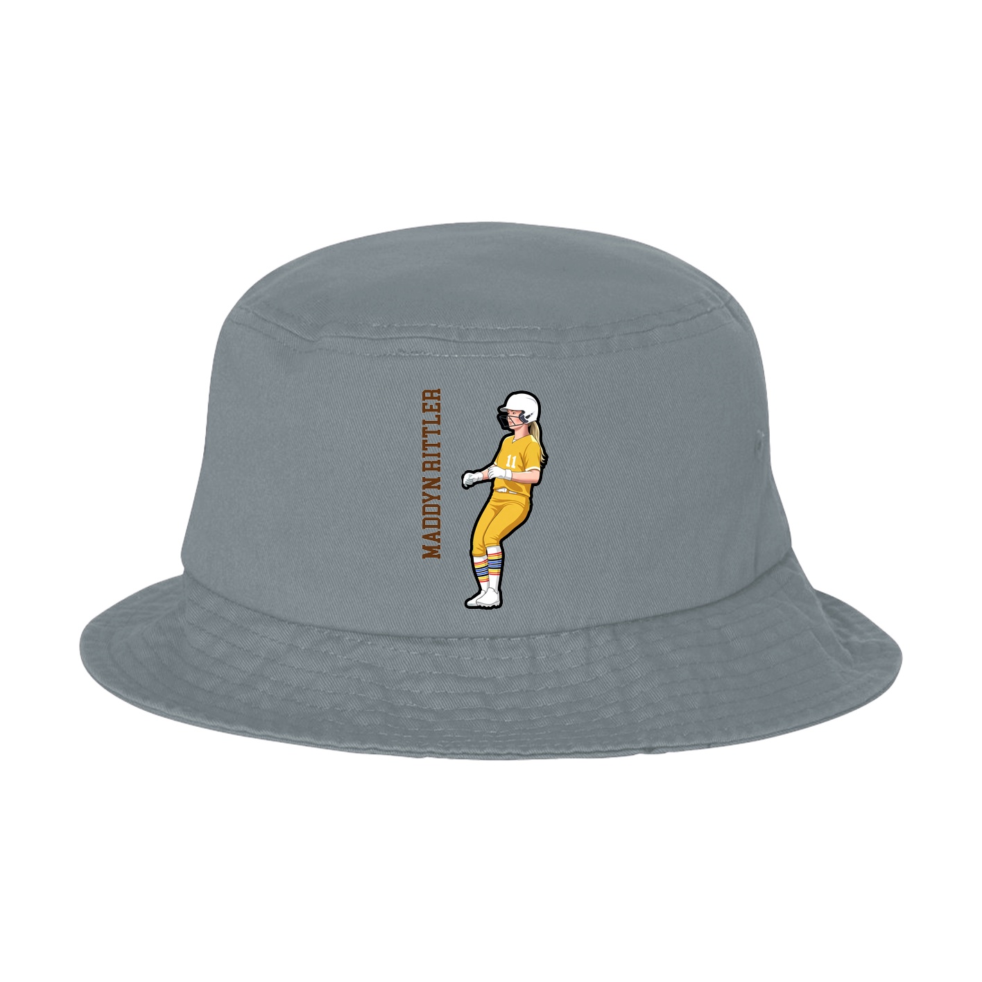 Bucket Cap — Name Vertical in Grey