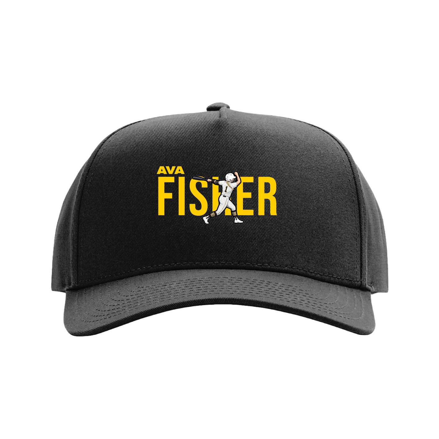 Full Fabric Five-Panel Champ Cap — Player Name in Black
