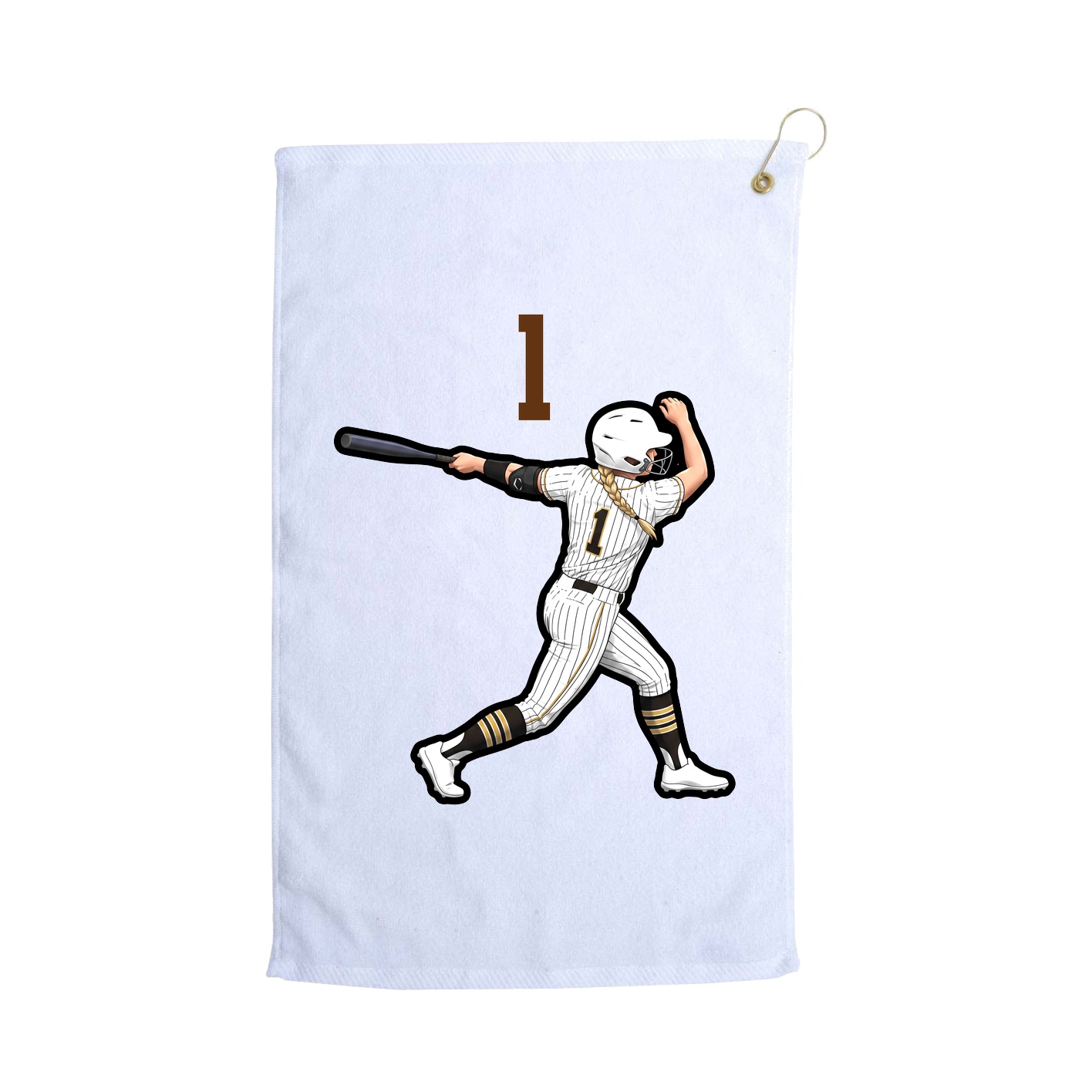 Golf Towel — Number Top in White