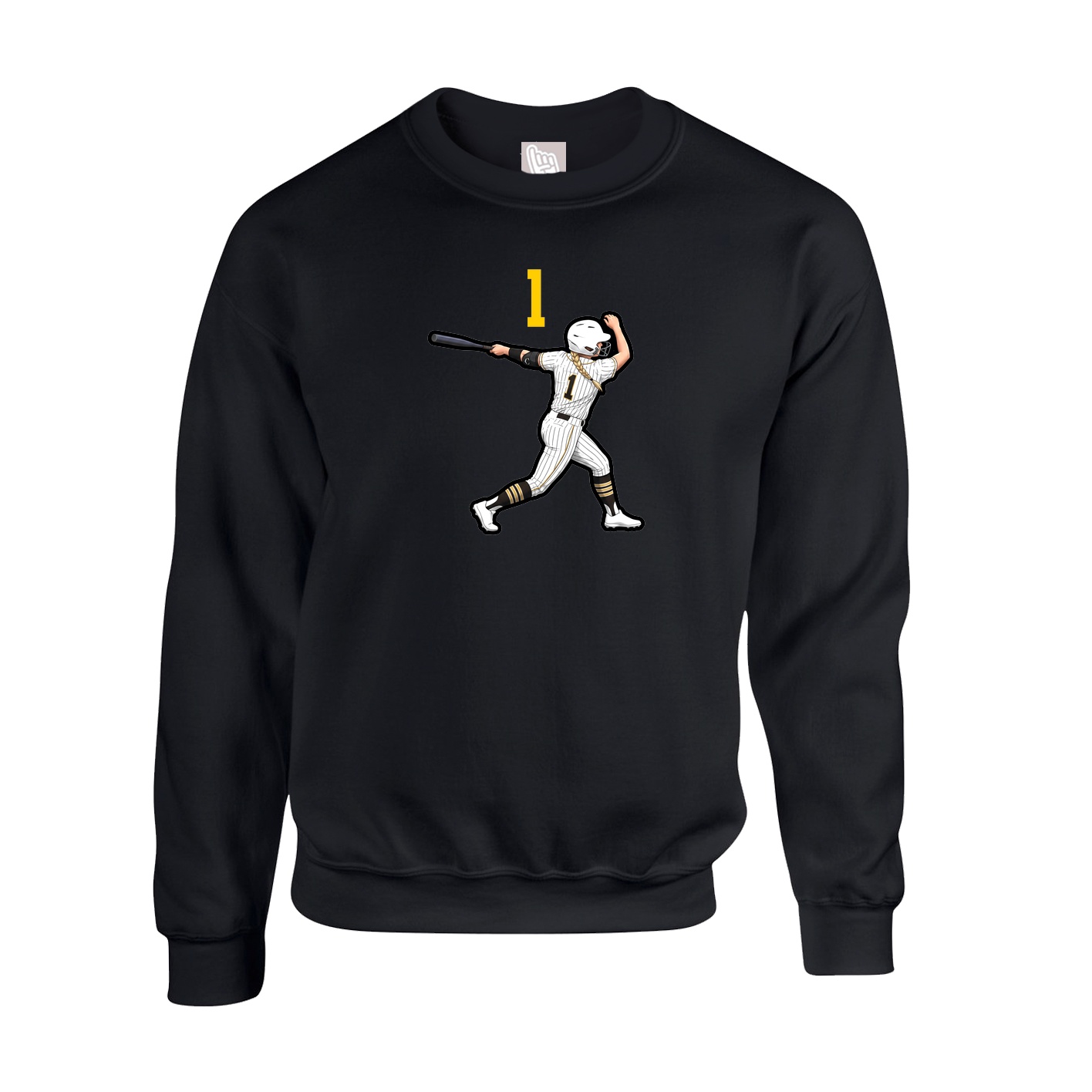 Fleece Crew — Number Top in Black