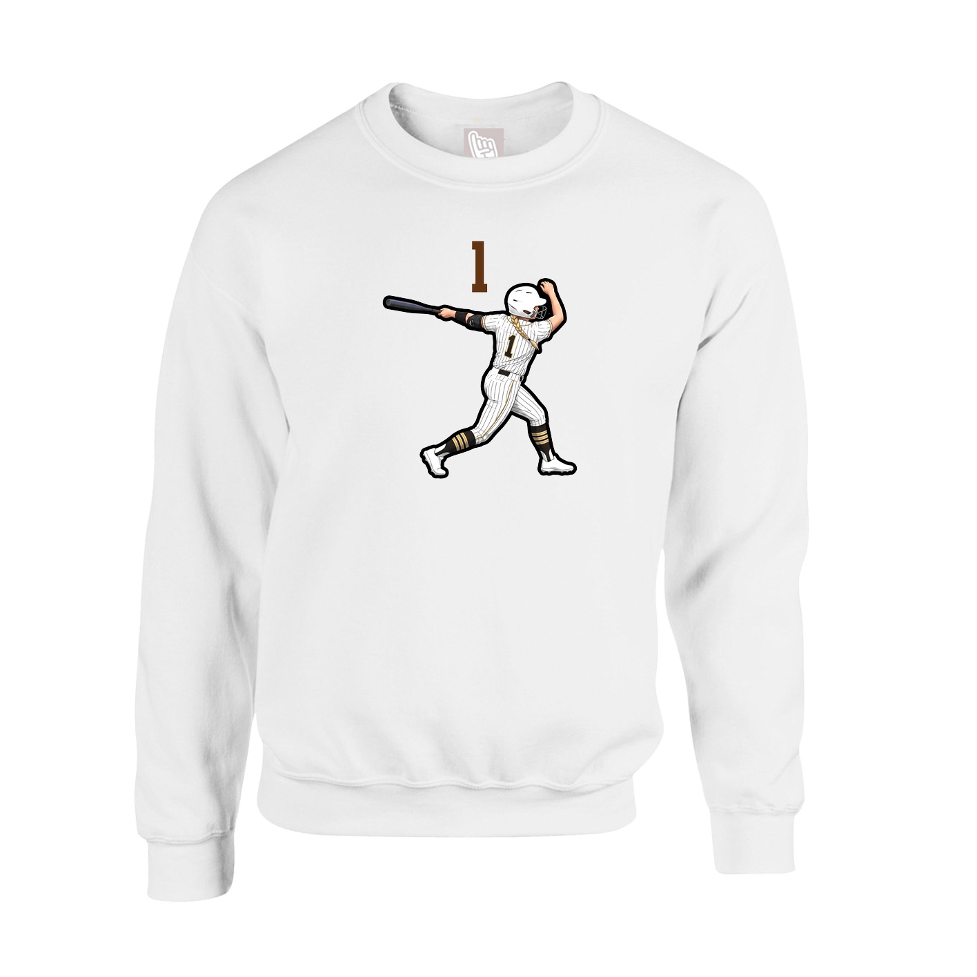 Fleece Crew — Number Top in White