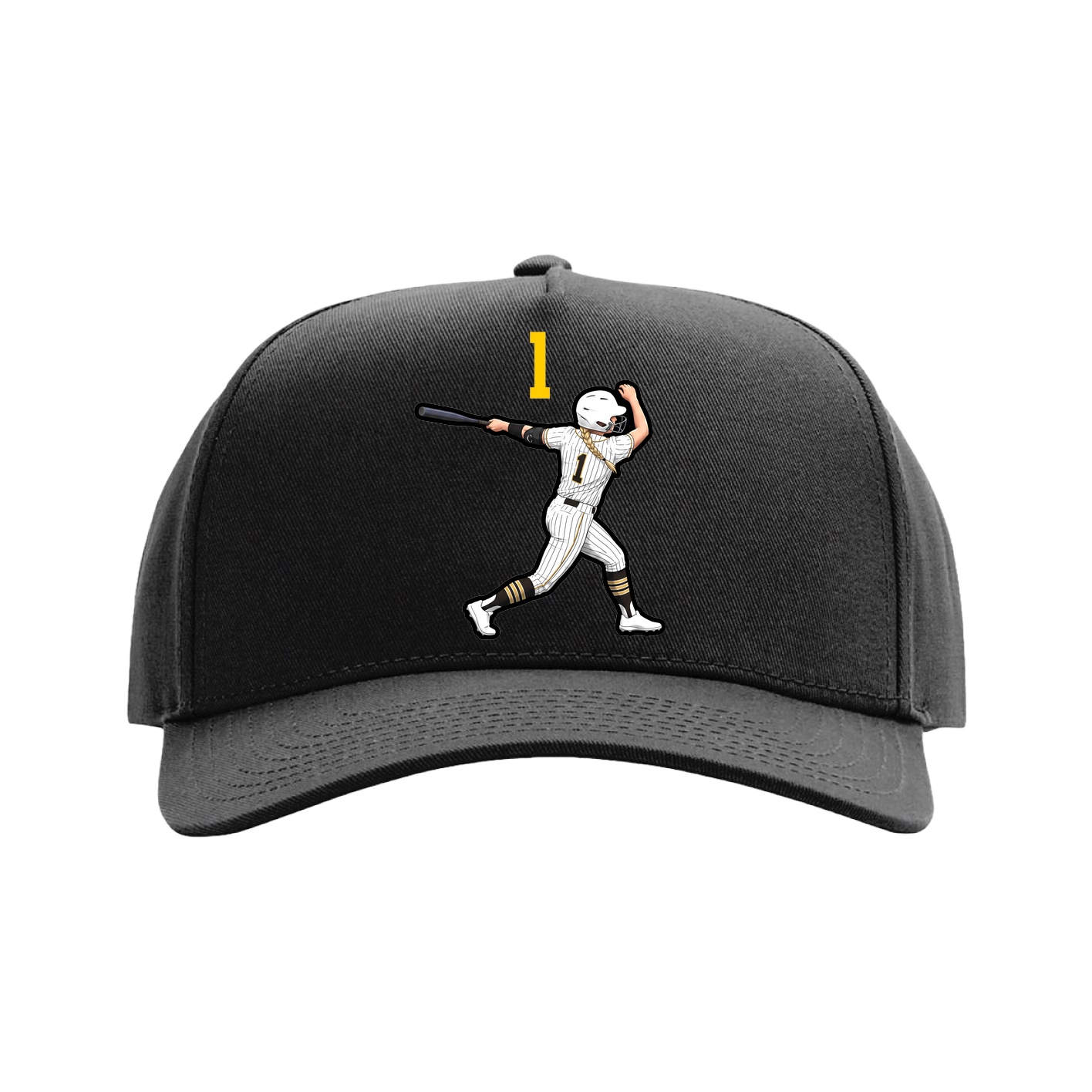 Full Fabric Five-Panel Champ Cap — Number Top in Black