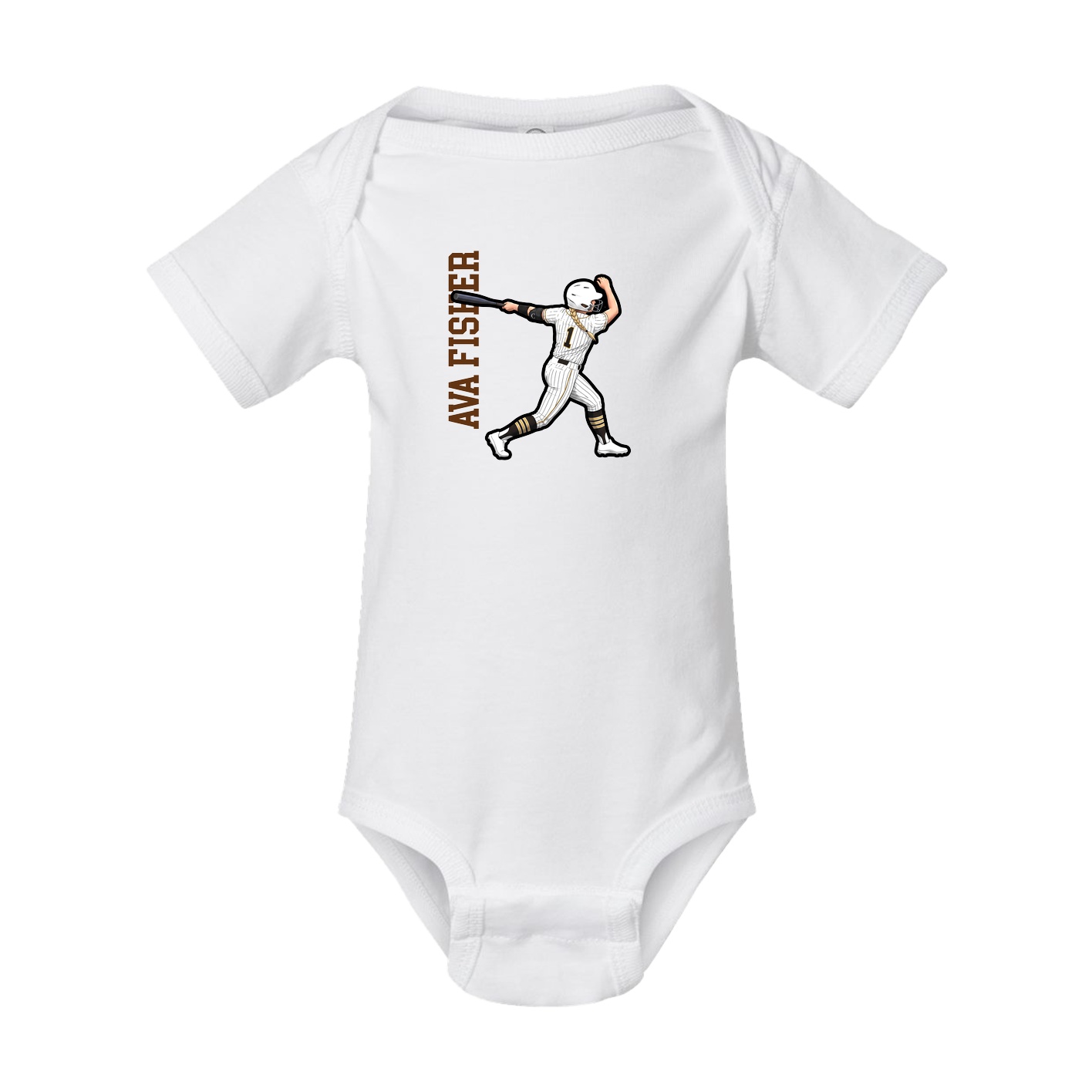 Baby Onesie — Name Vertical in White