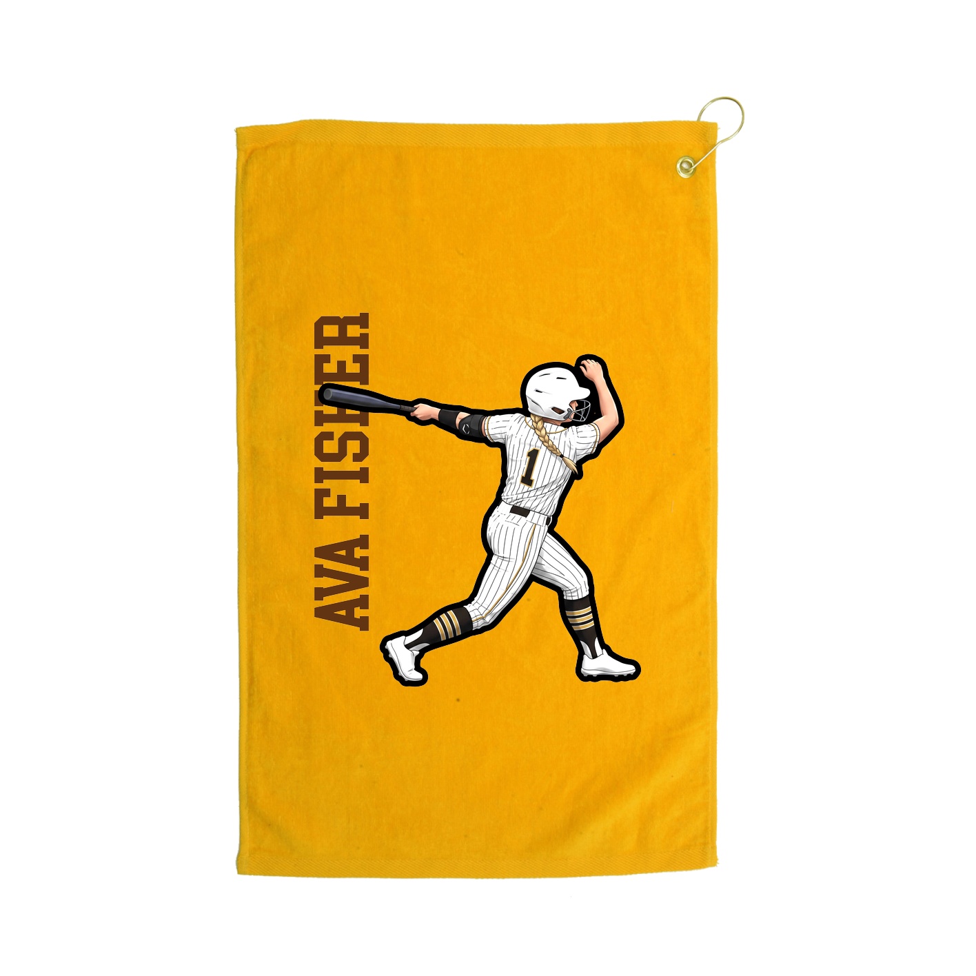 Golf Towel — Name Vertical in Gold