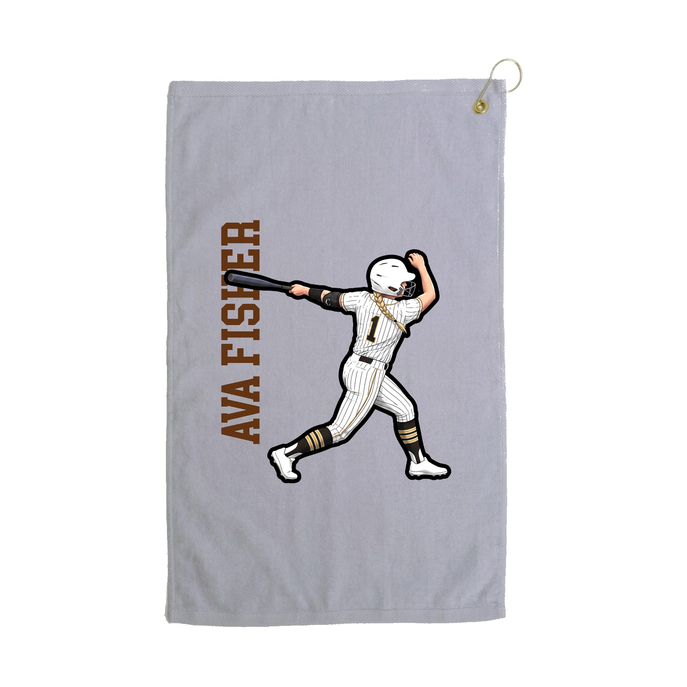 Golf Towel — Name Vertical in Grey
