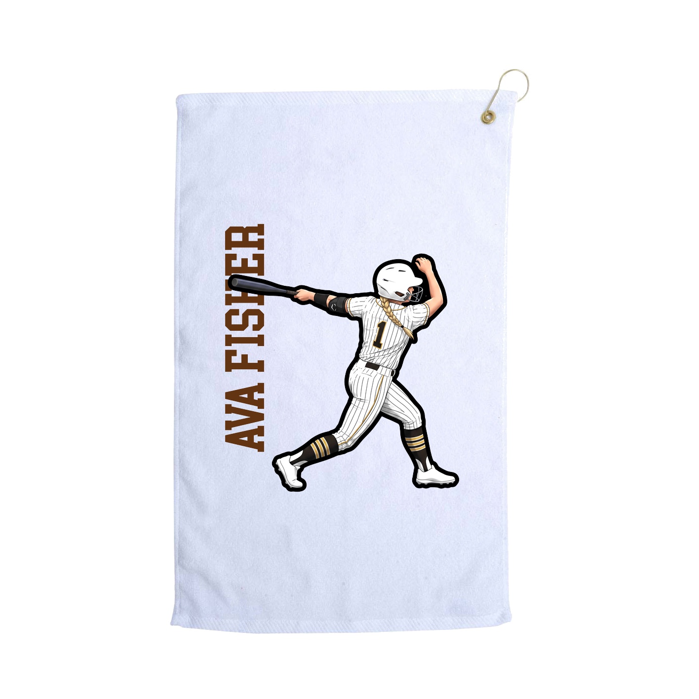 Golf Towel — Name Vertical in White