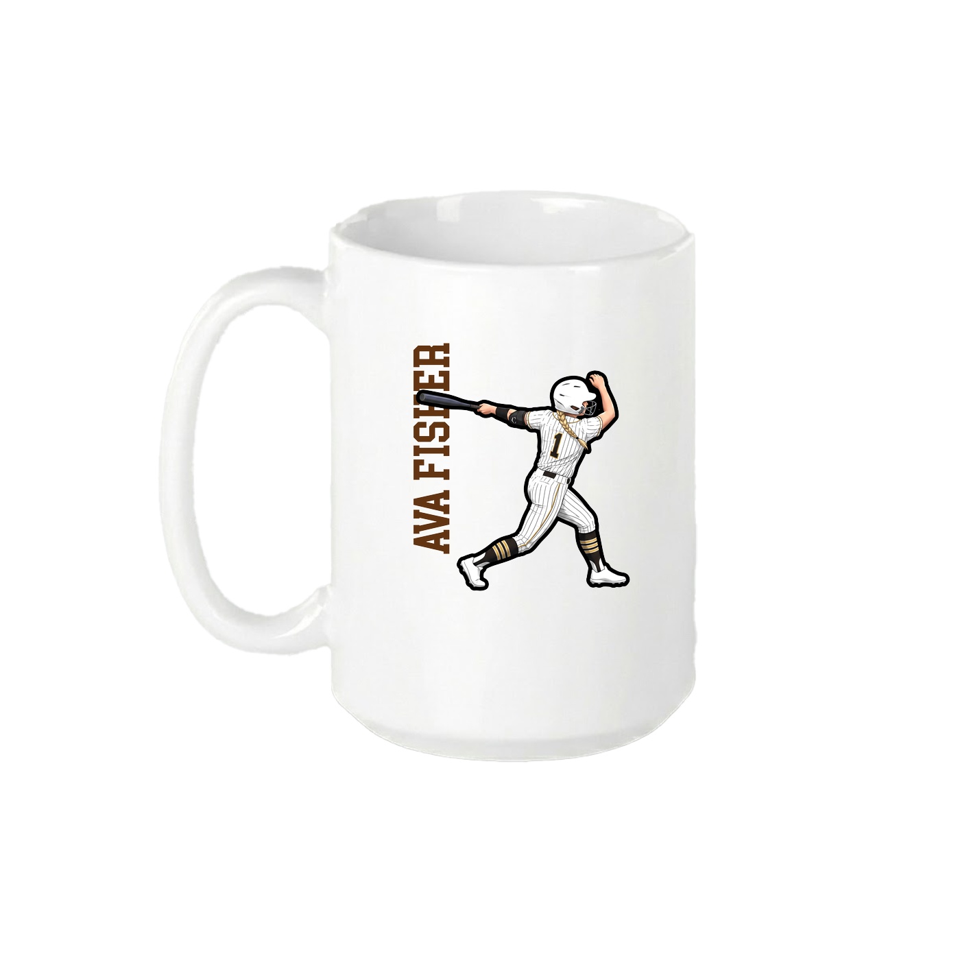 15oz Coffee Mug — Name Vertical in White