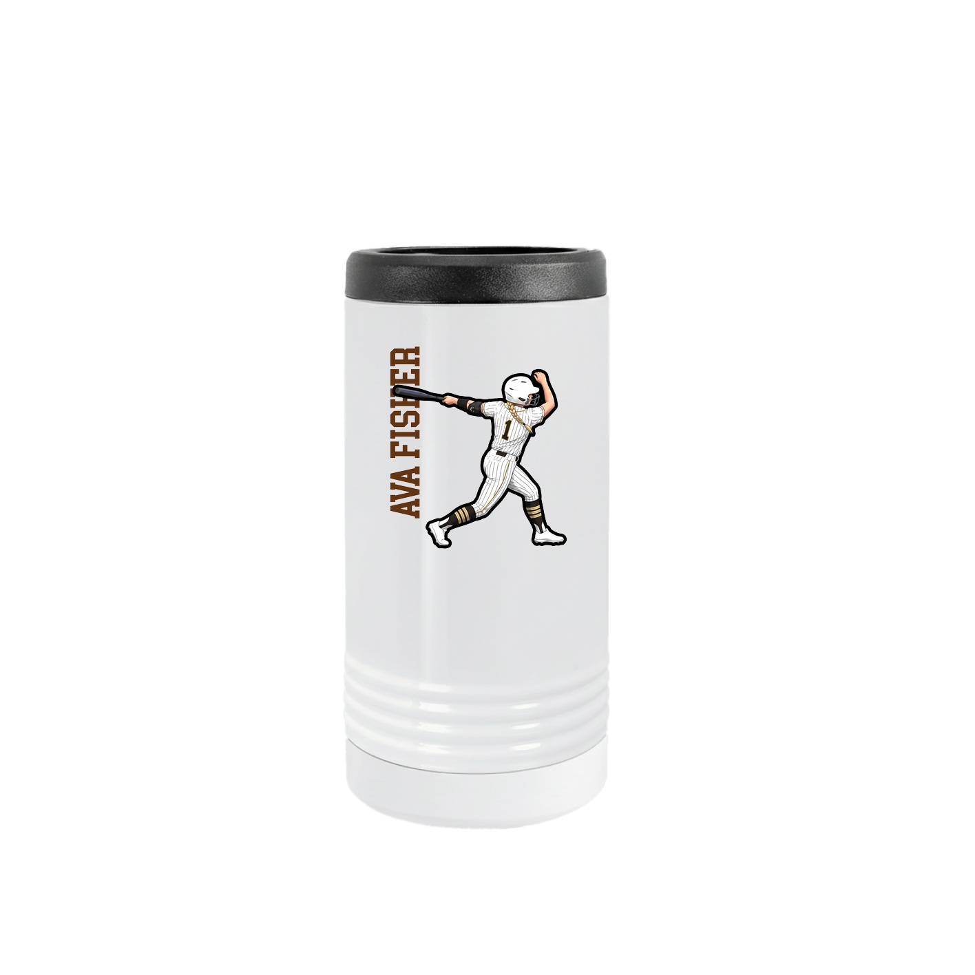 Slim Beverage Holder — Name Vertical in White