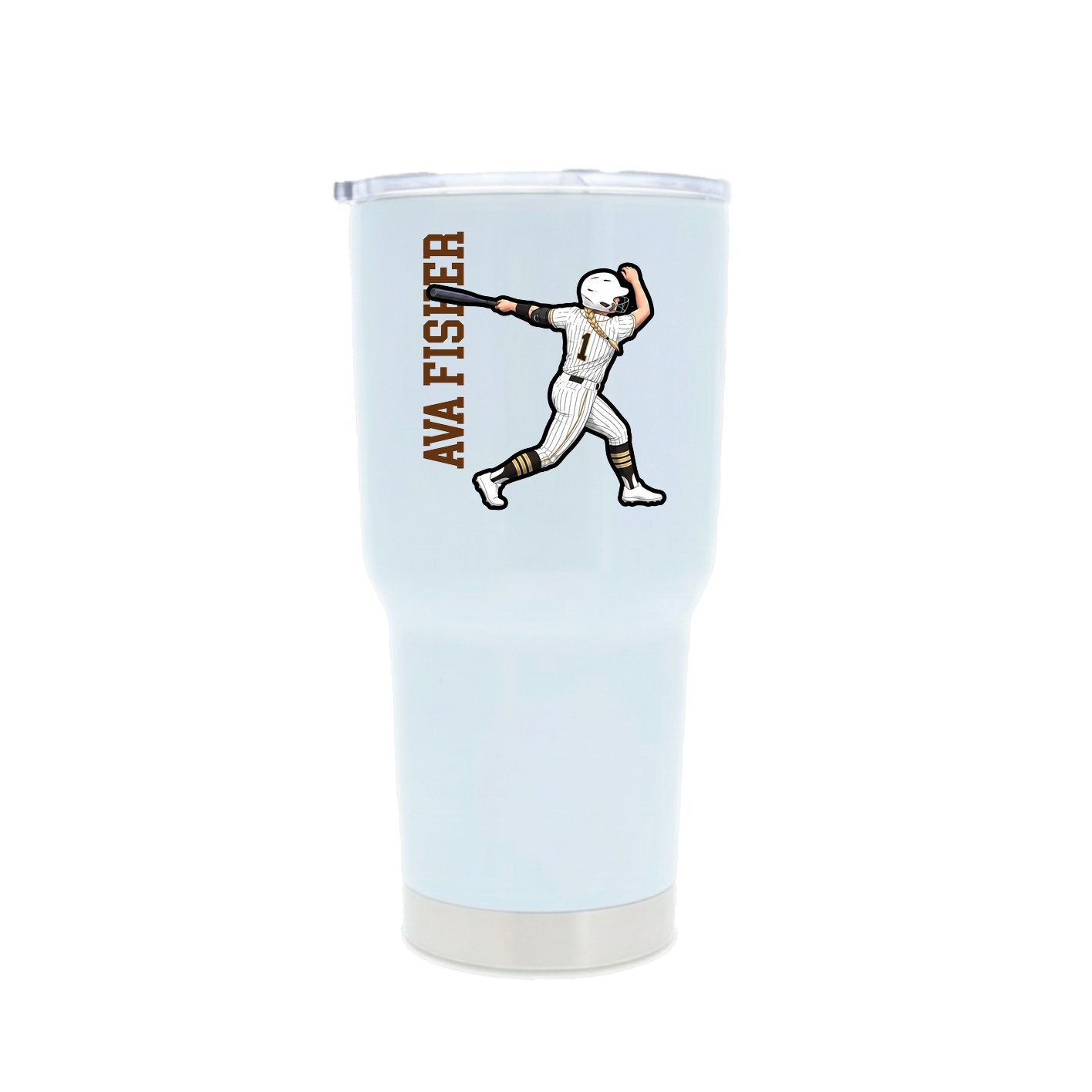 30oz Stainless Steel Tumbler — Name Vertical in White
