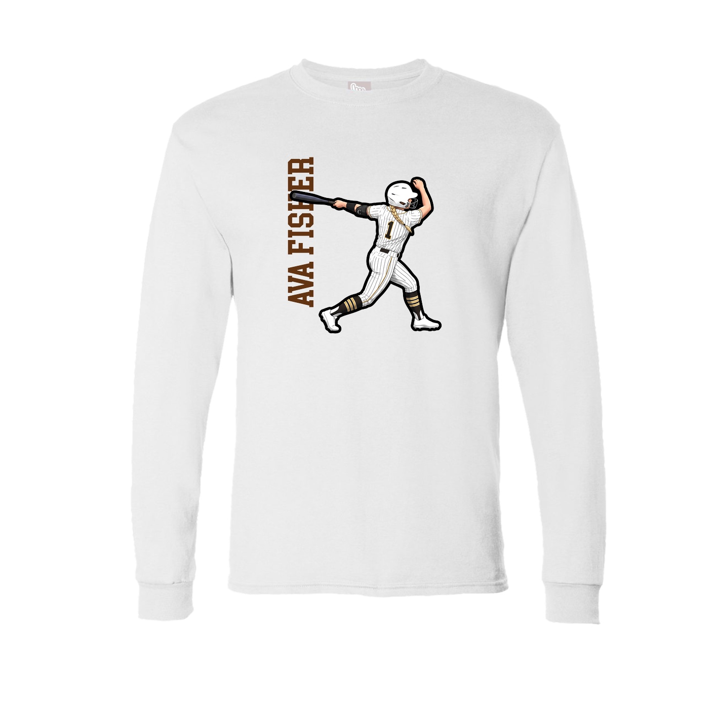 Long Sleeve Tee — Name Vertical in White