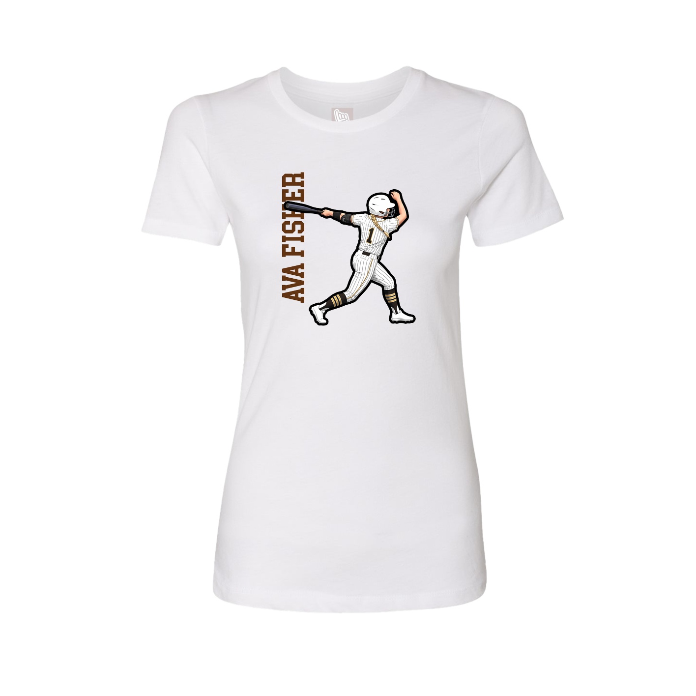 Womens Tee — Name Vertical in White