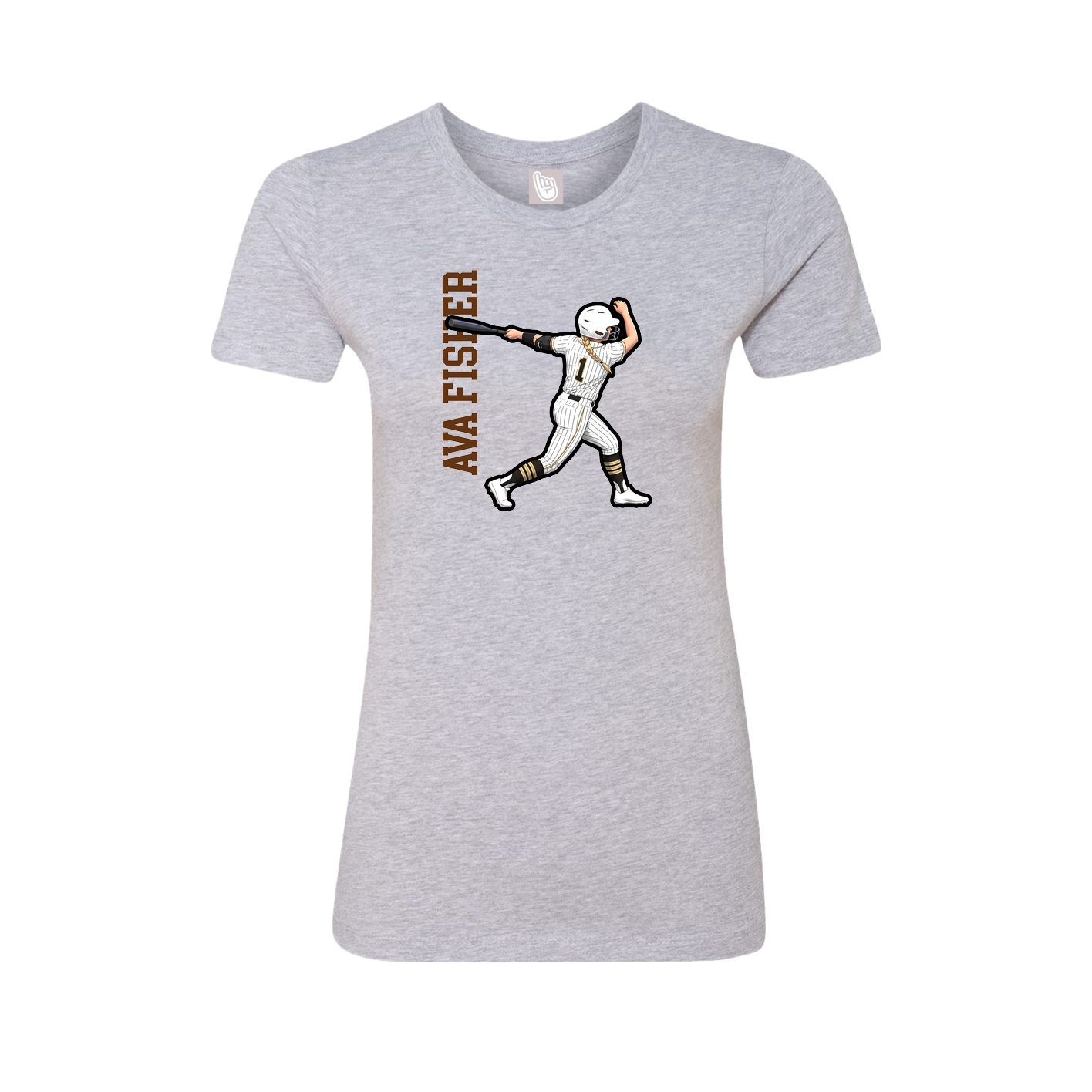 Womens Tee — Name Vertical in Grey