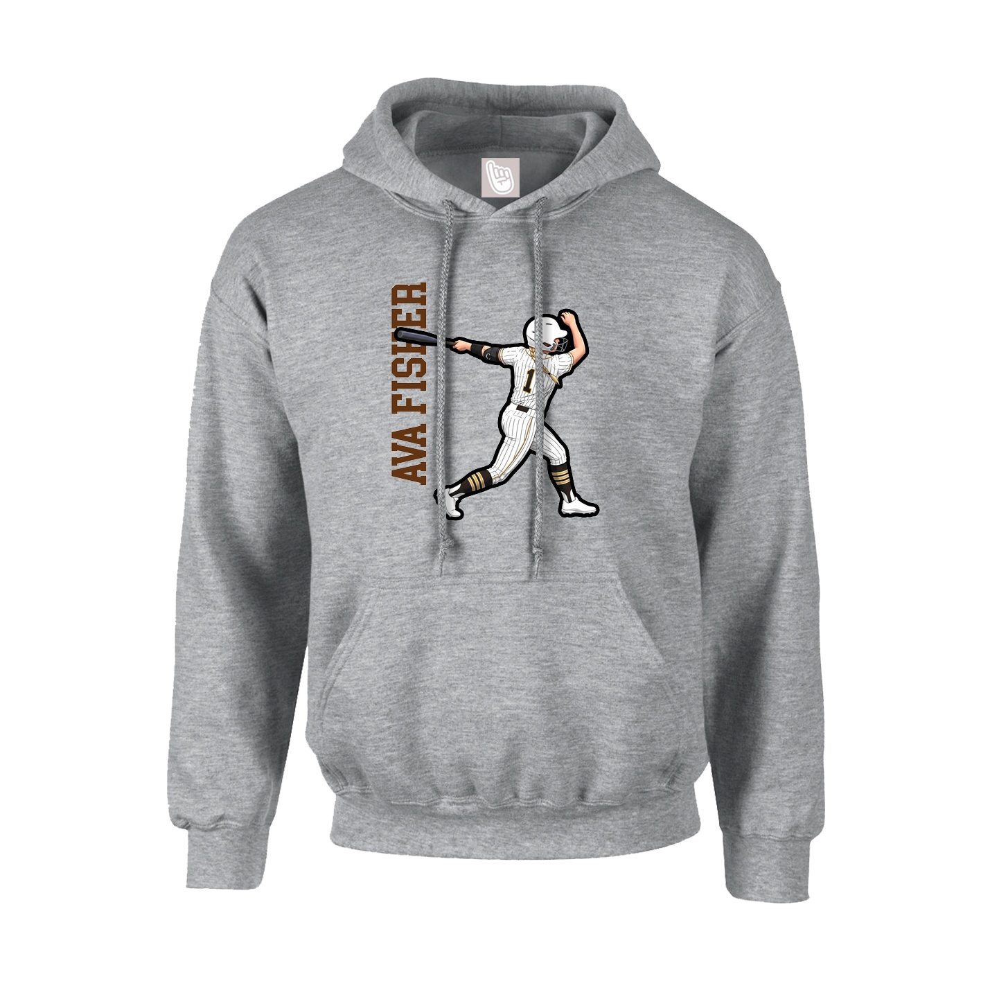 Hoodie — Name Vertical in Grey