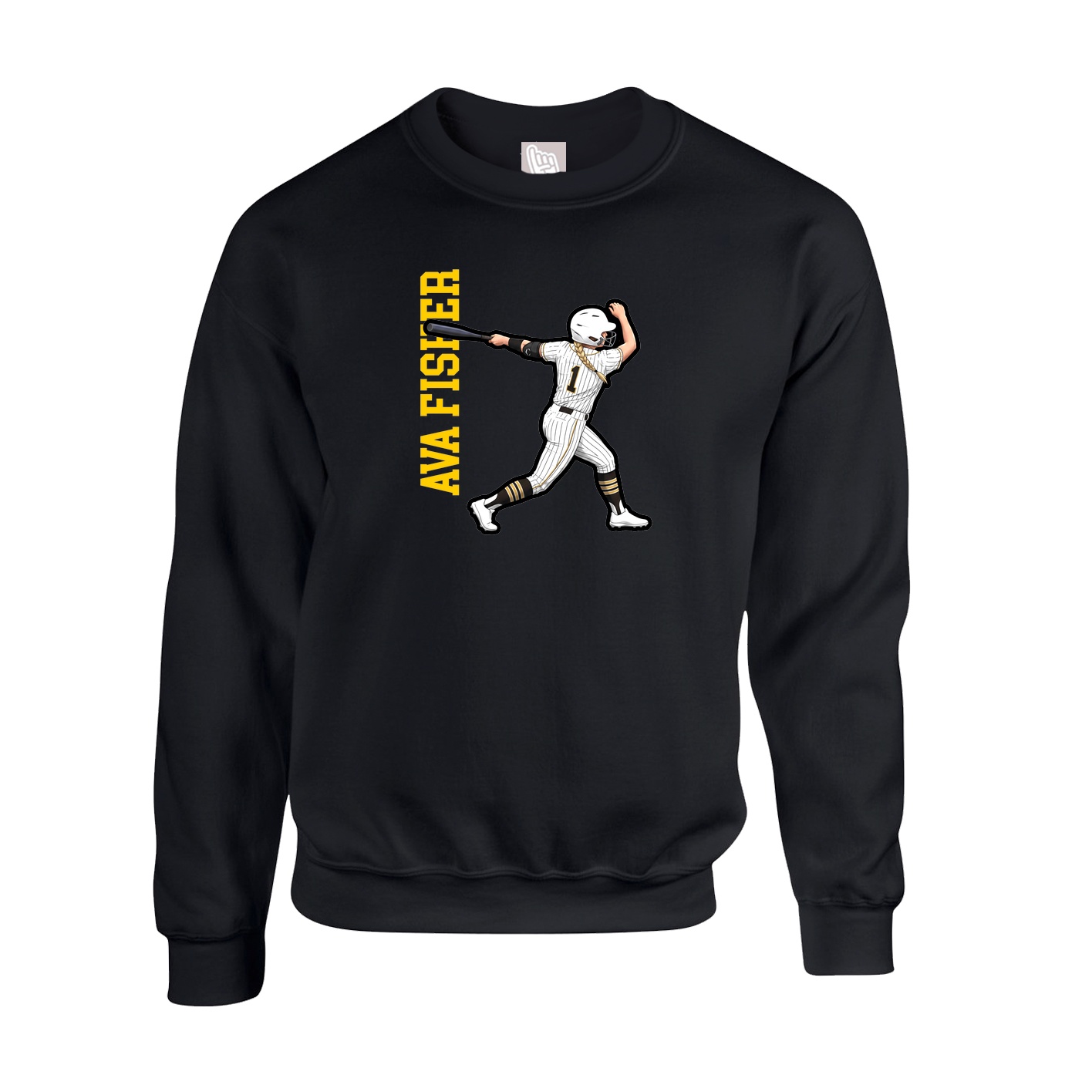 Fleece Crew — Name Vertical in Black
