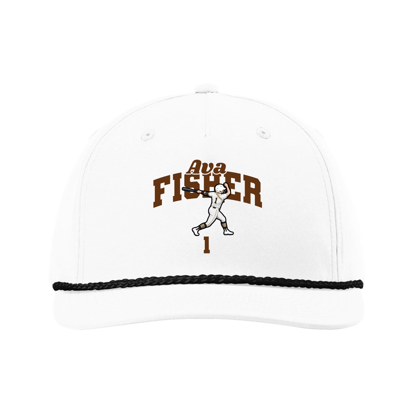 Five-Panel Classic Rope Cap — Signature Arch in White