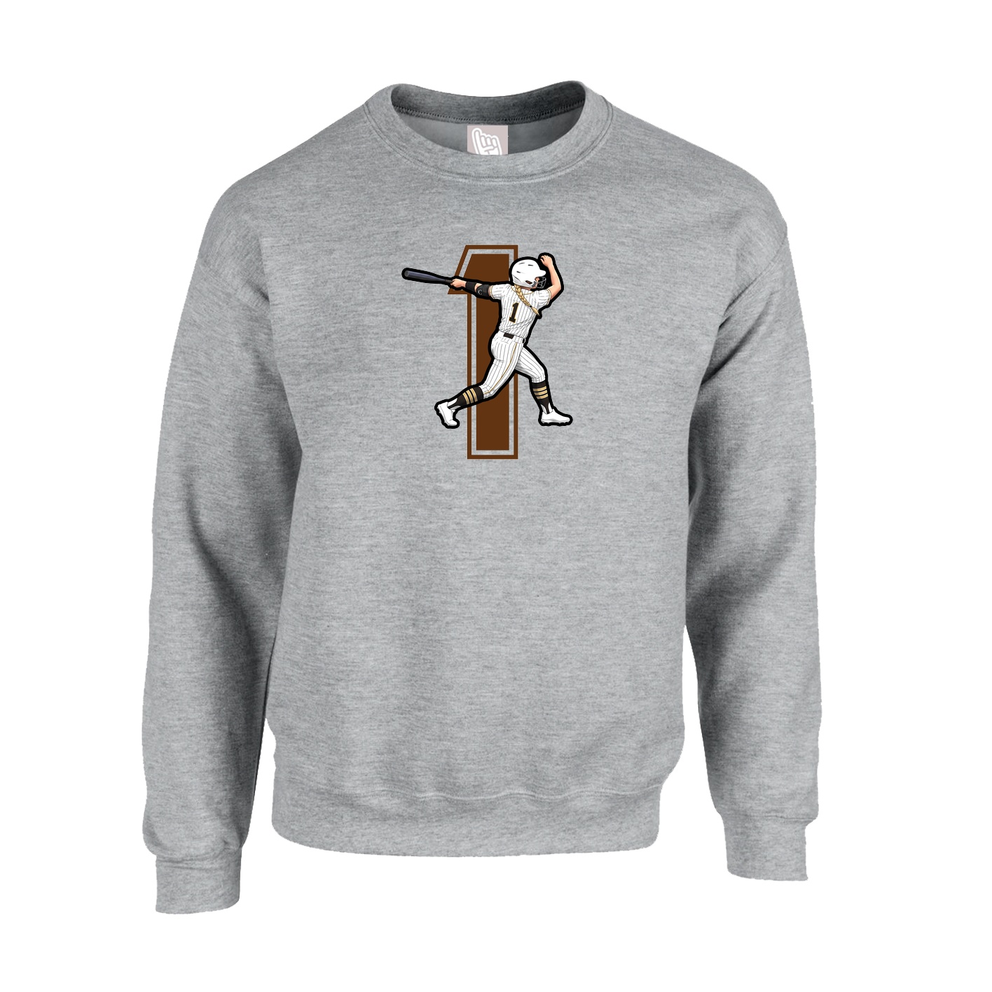 Fleece Crew — Number in Grey