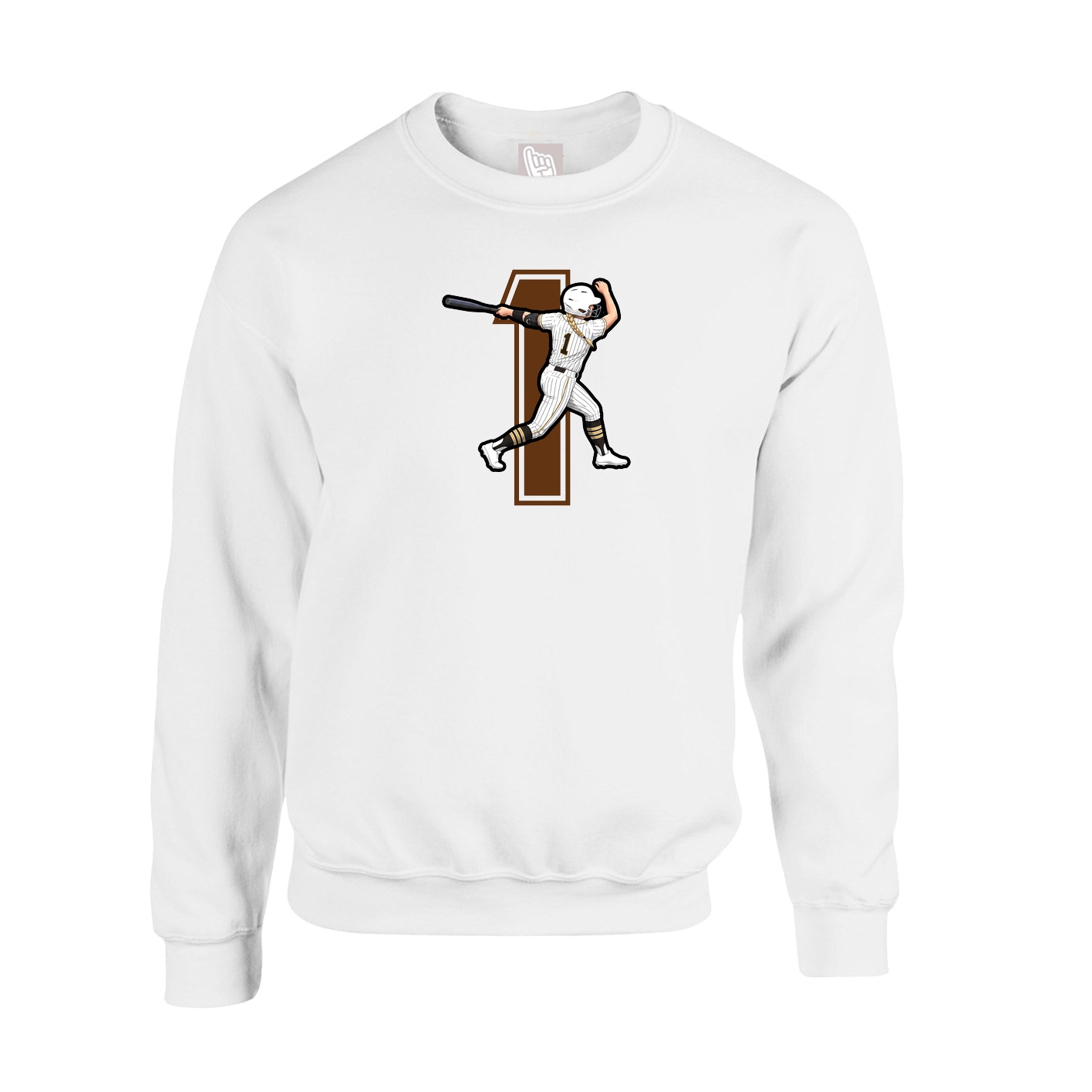 Fleece Crew — Number in White