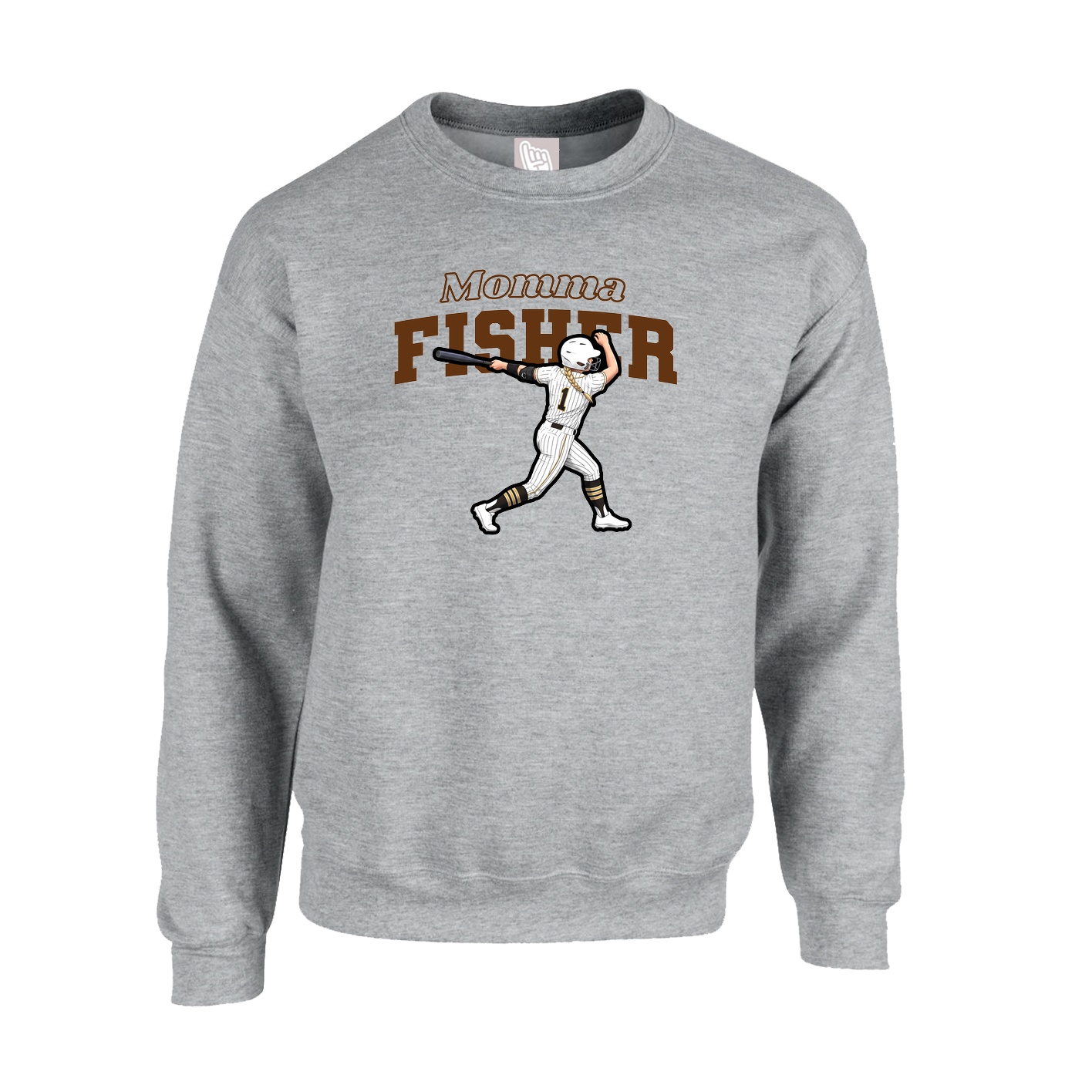 Fleece Crew — Mothers Day Block in Grey
