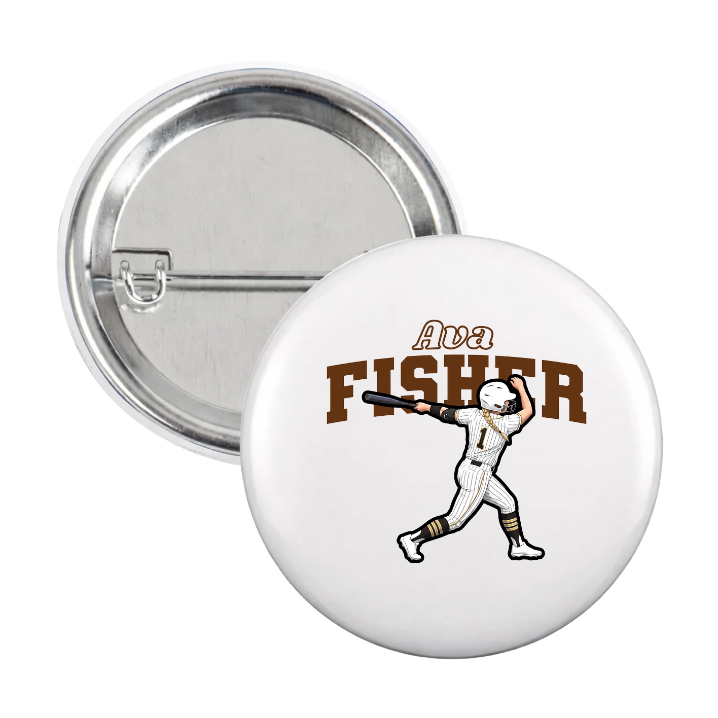 Game Day Button — Name Arch in White
