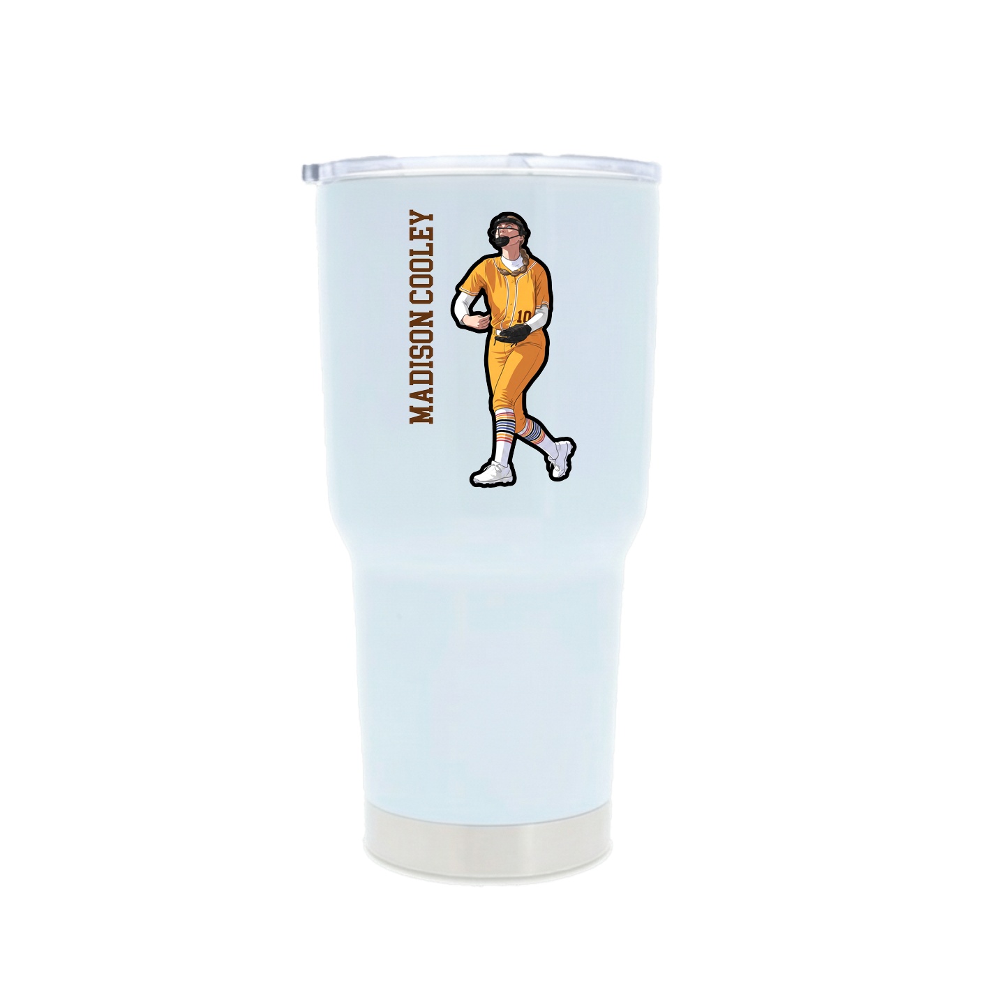 30oz Stainless Steel Tumbler — Name Vertical in White