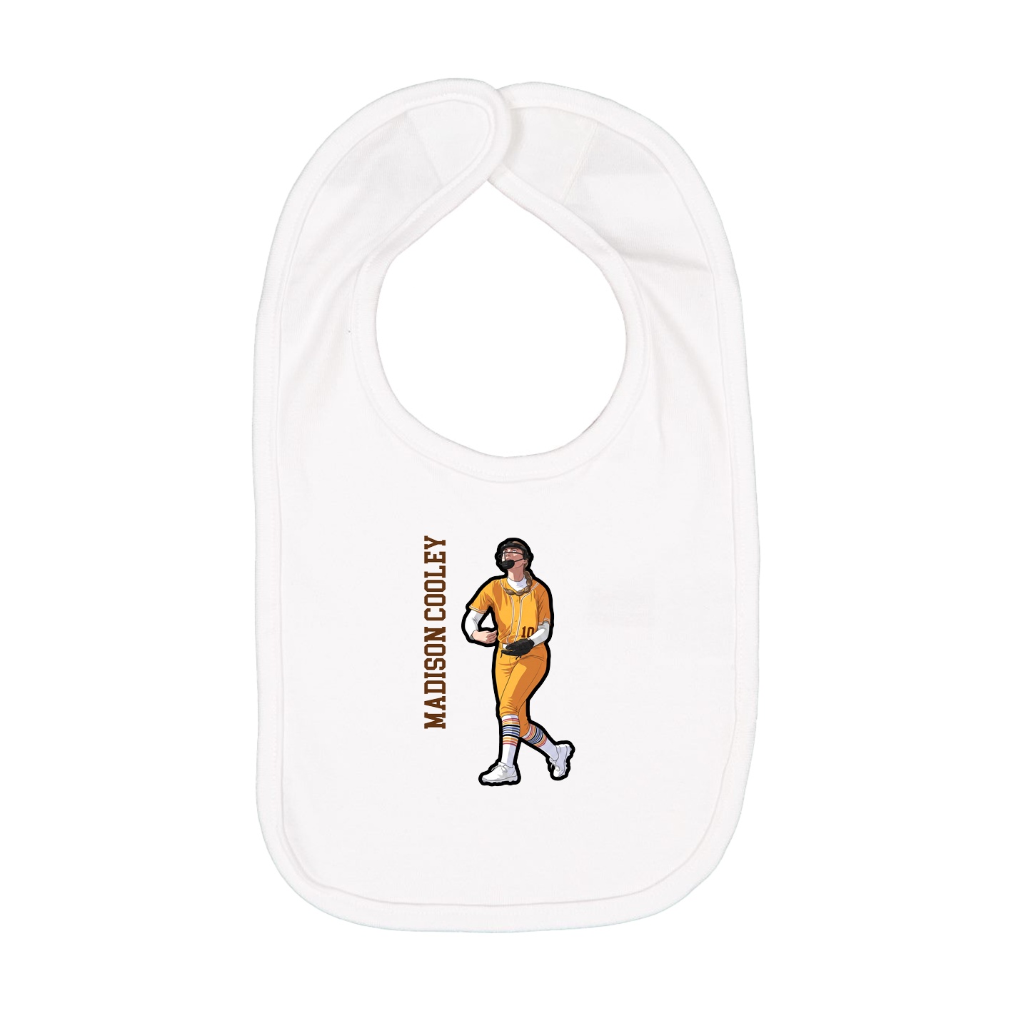 Infant Bib — Name Vertical in White